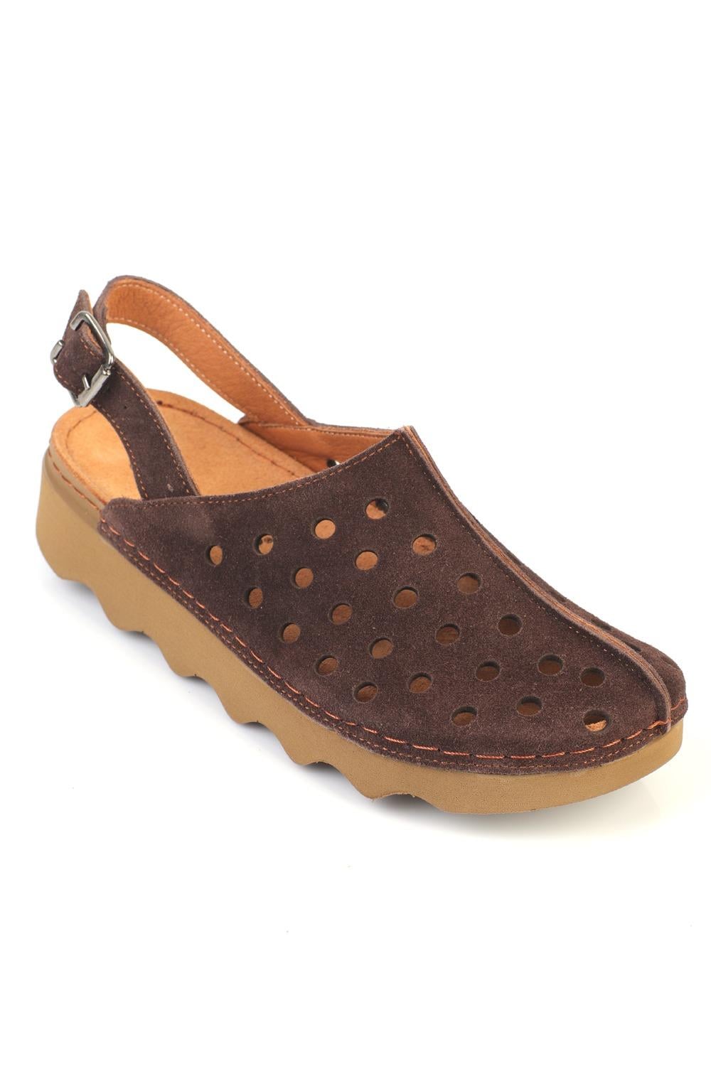 Capone Meghan Genuine Leather Soft Comfort Women Dark Brown Sandal