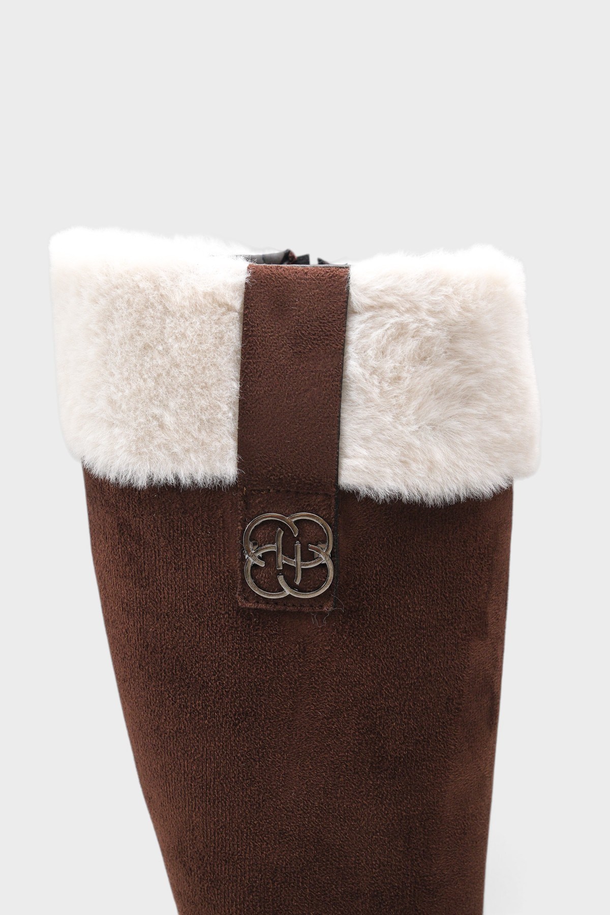 Capone Melitta Faux Fur Trim Suede Look Pull-On Women Brown Boot