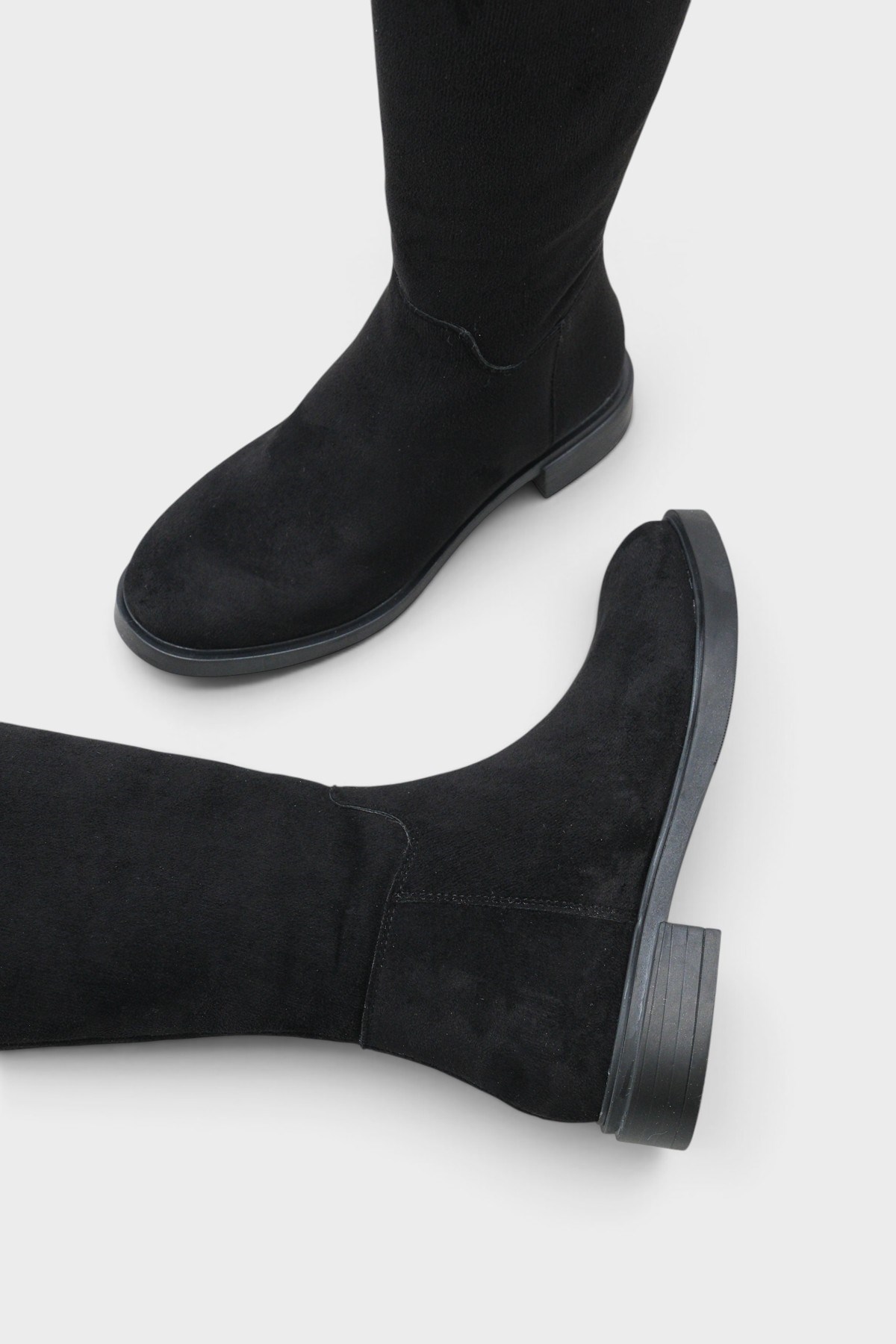 Capone Melitta Faux Fur Trim Suede Look Pull-On Women Black Boot
