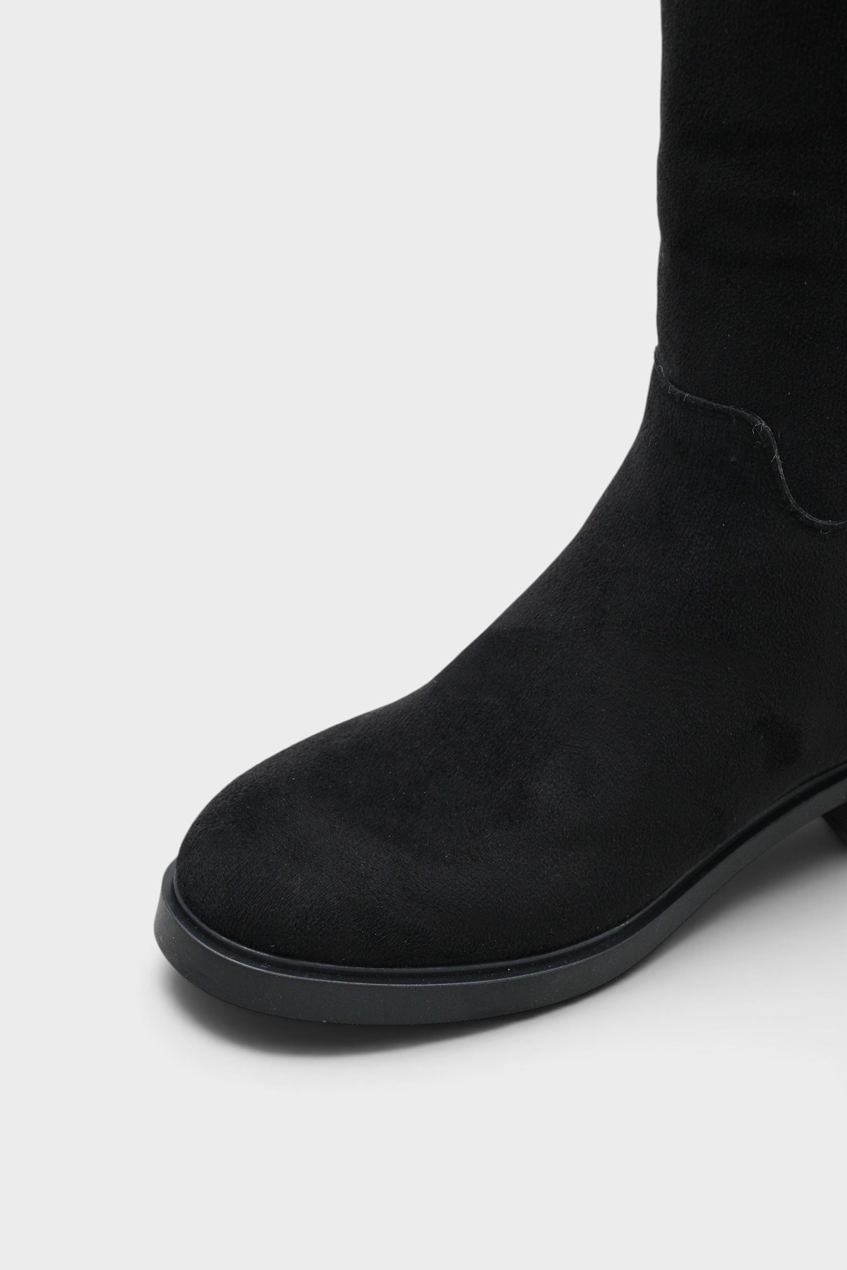 Capone Melitta Faux Fur Trim Suede Look Pull-On Women Black Boot