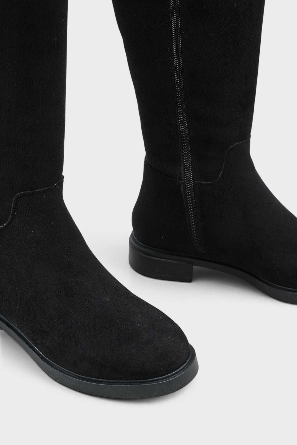 Capone Melitta Faux Fur Trim Suede Look Pull-On Women Black Boot
