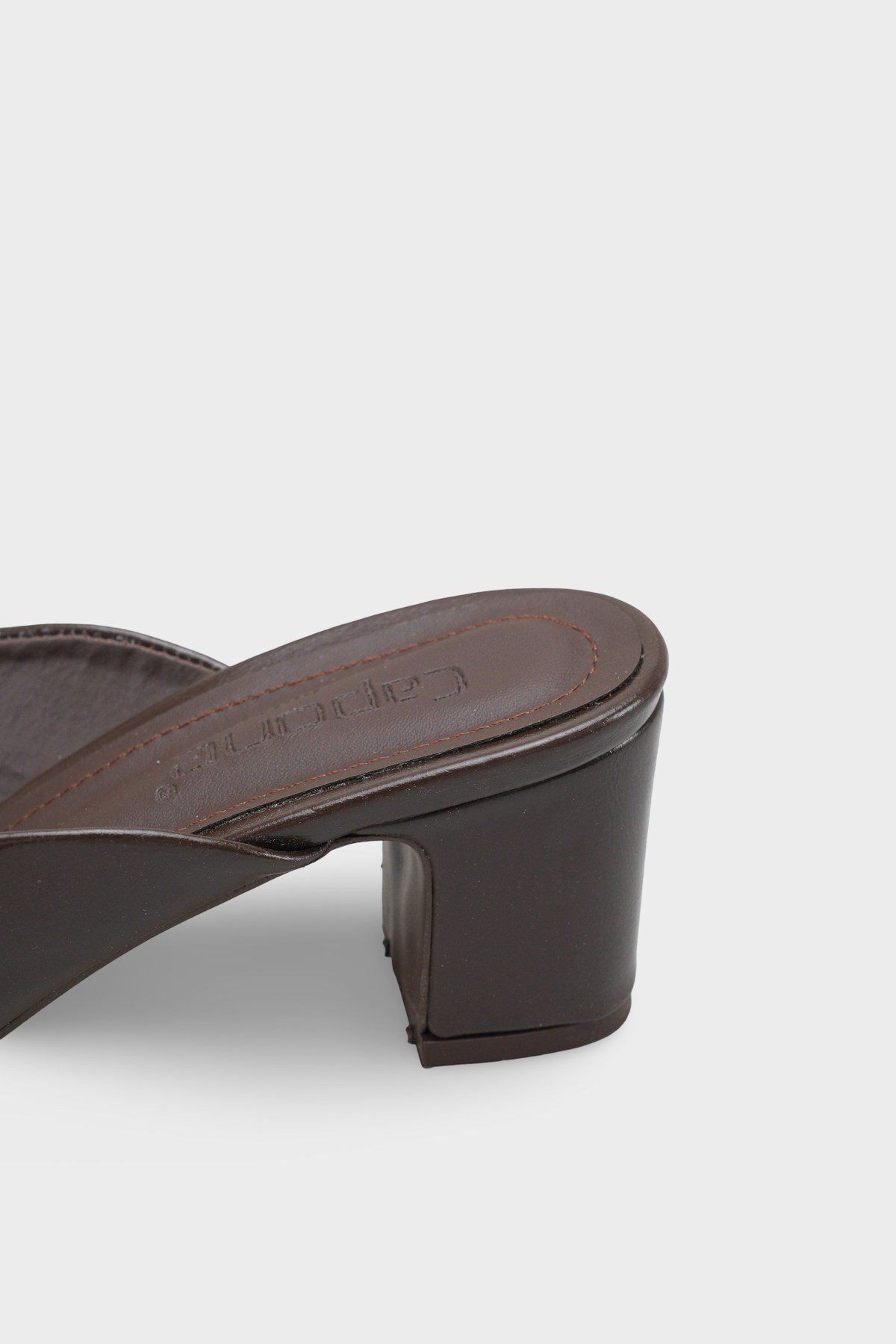 Capone Melloney Mid Heel Metal Buckle Single Band Women Brown Sandal