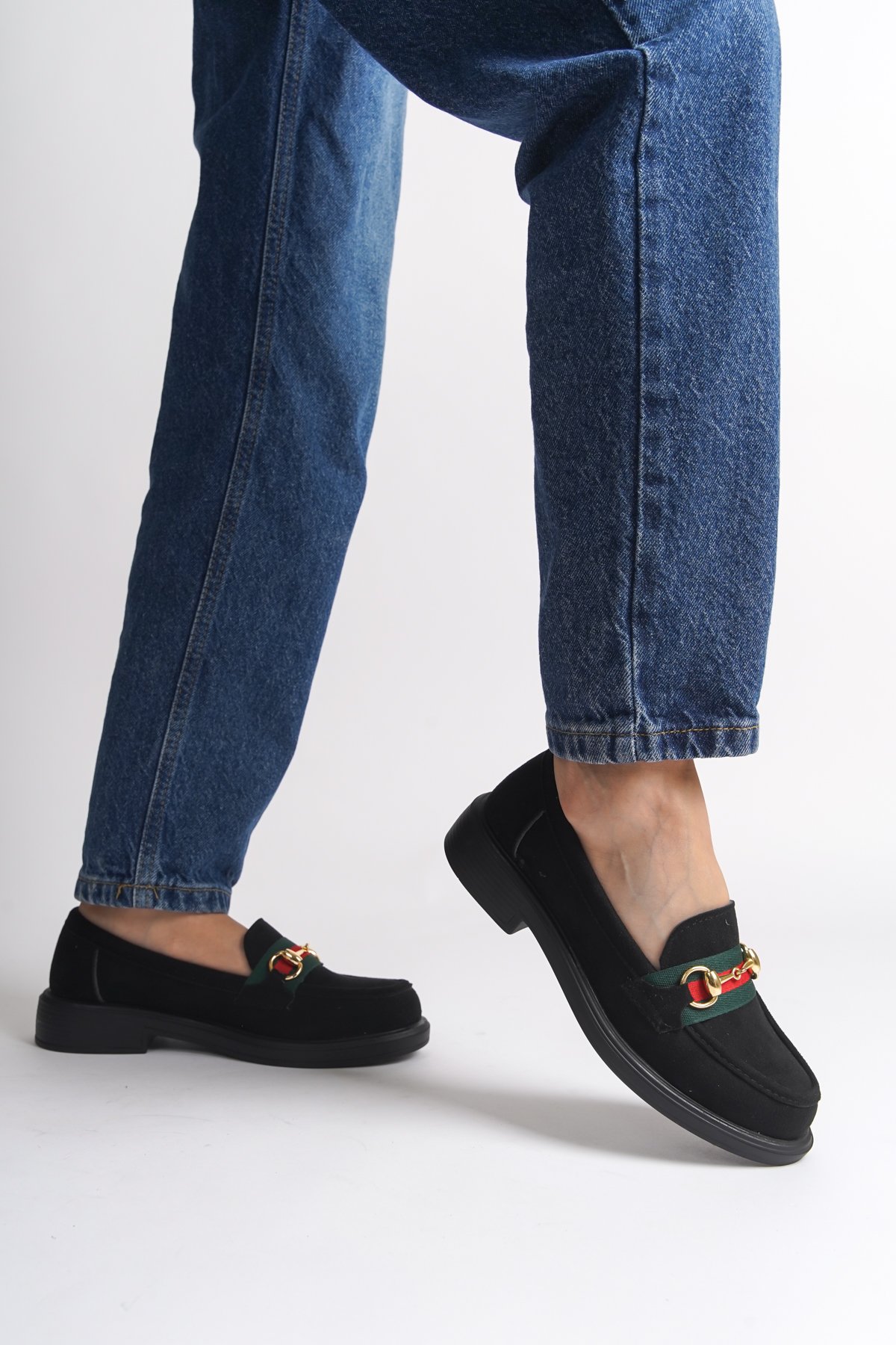 Capone Metal Buckle Women Black Loafer