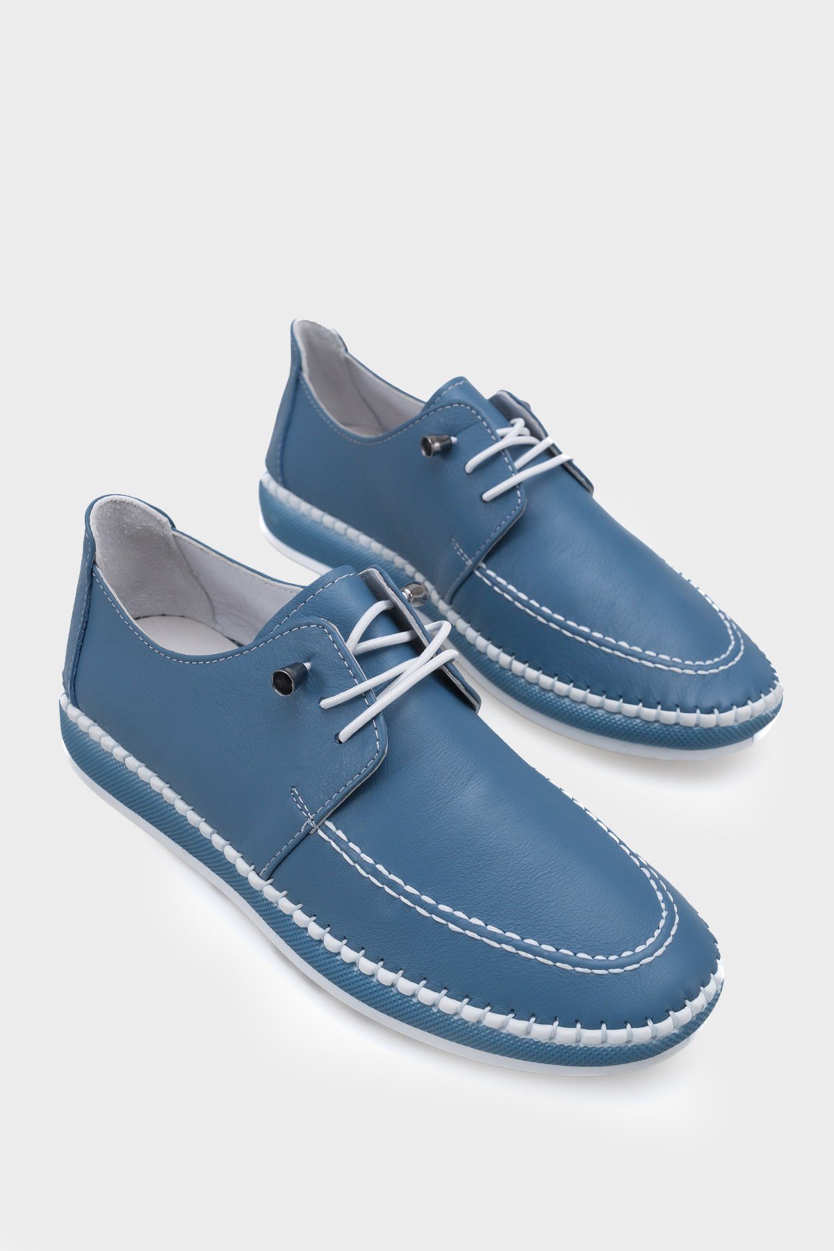 Capone Michele Genuine Leather Soft Comfort Sole Women Denim Blue Ballet Flat