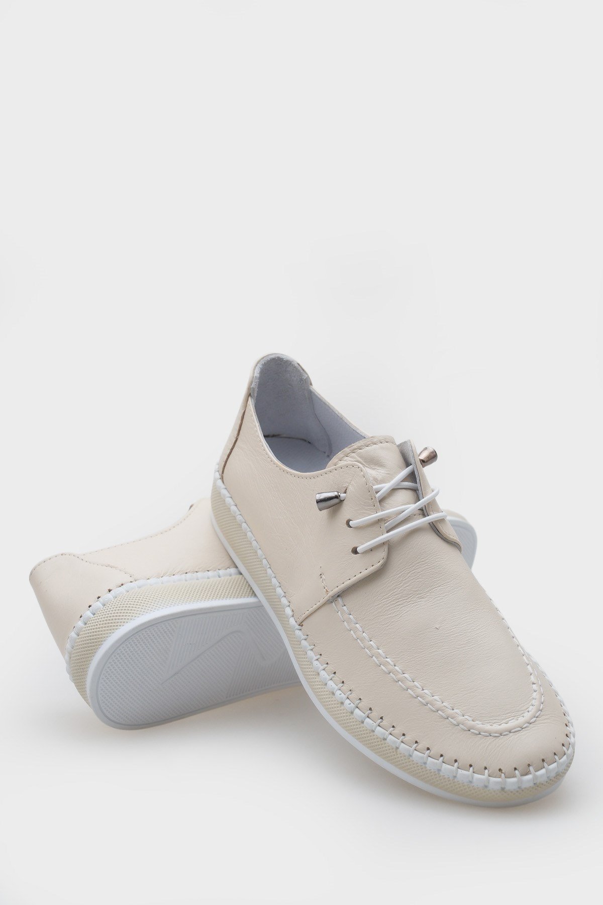 Capone Michele Genuine Leather Soft Comfort Sole Women Beige Ballet Flat