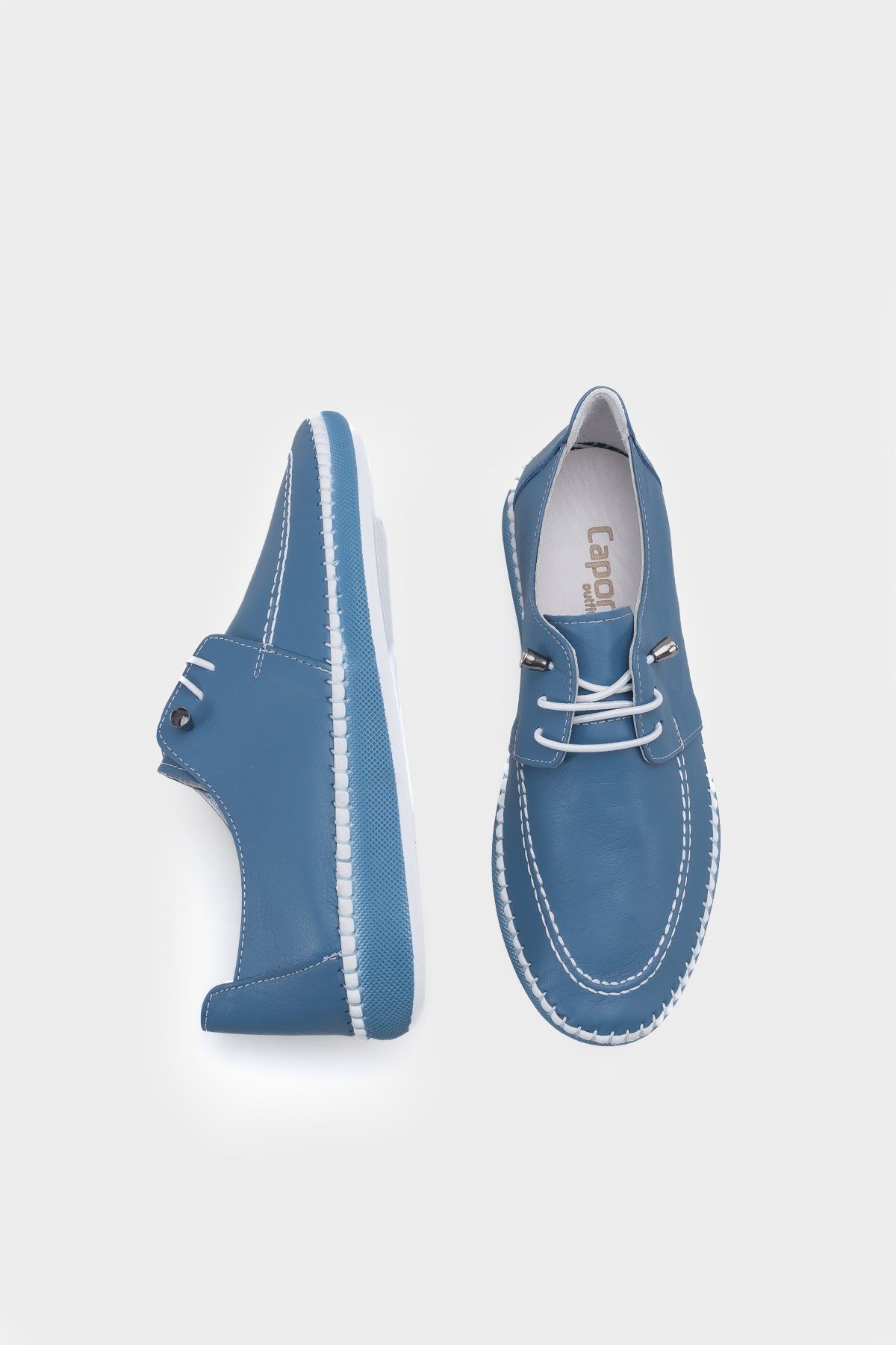 Capone Michele Genuine Leather Soft Comfort Sole Women Denim Blue Ballet Flat