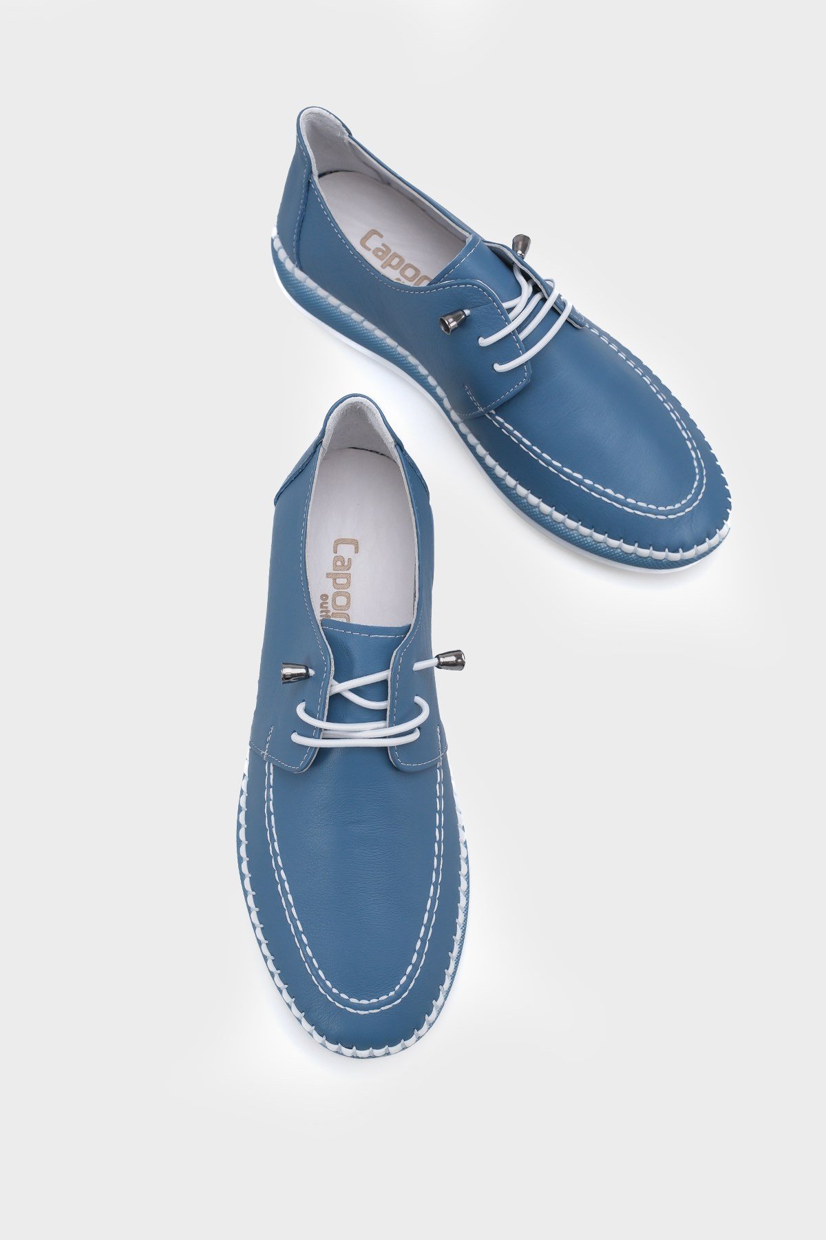 Capone Michele Genuine Leather Soft Comfort Sole Women Denim Blue Ballet Flat