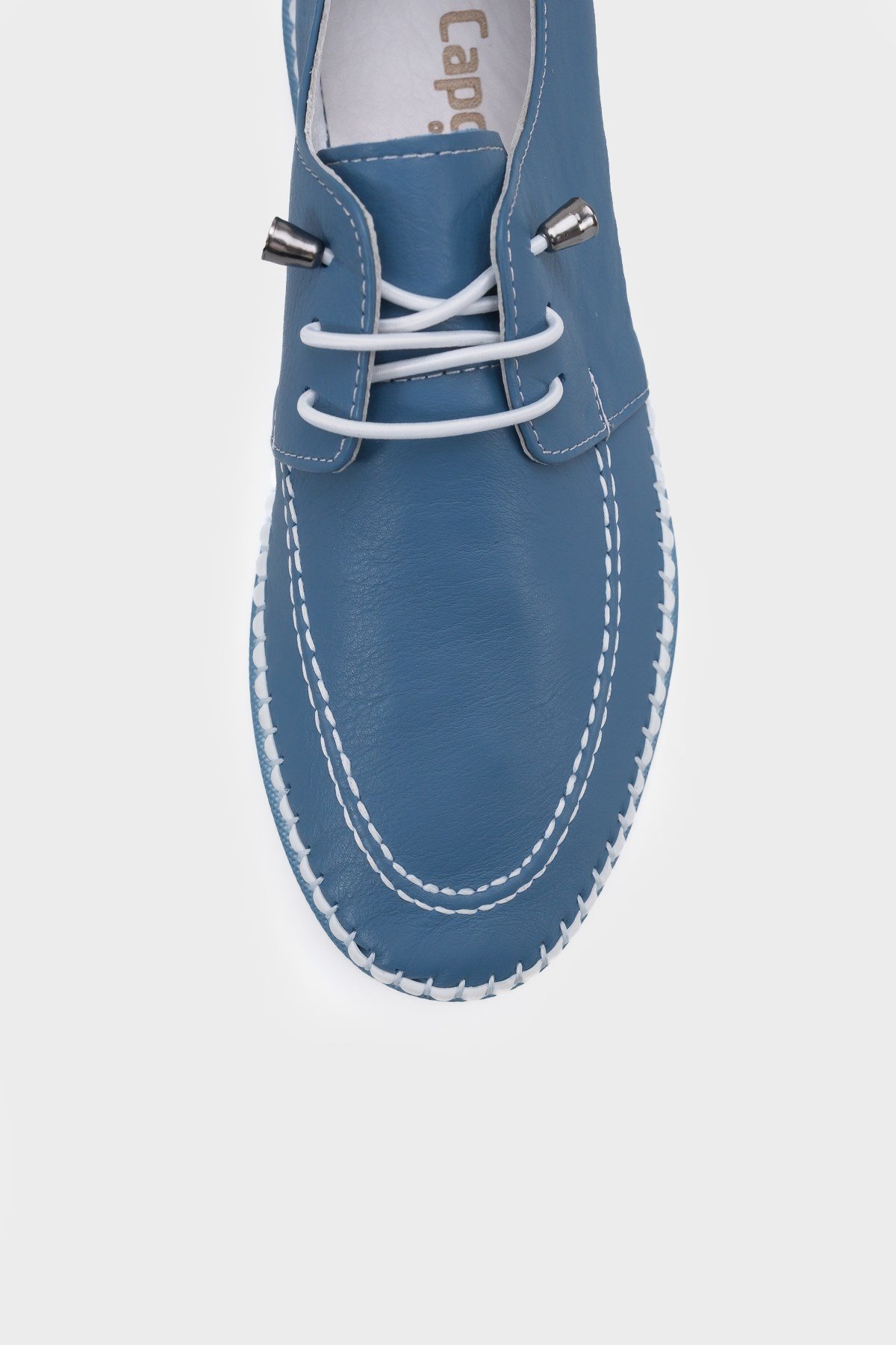 Capone Michele Genuine Leather Soft Comfort Sole Women Denim Blue Ballet Flat