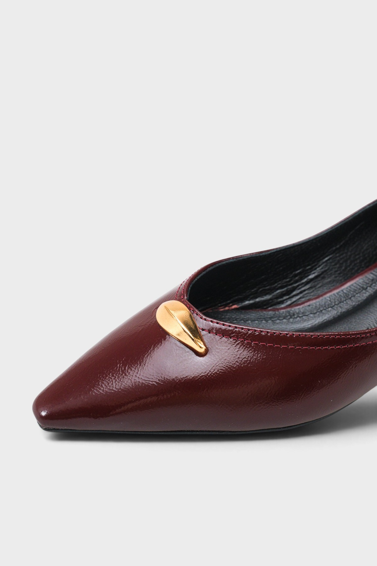 Capone Michelle Genuine Leather Pointed Toe Low Heel Elegant Women Burgundy Shoe
