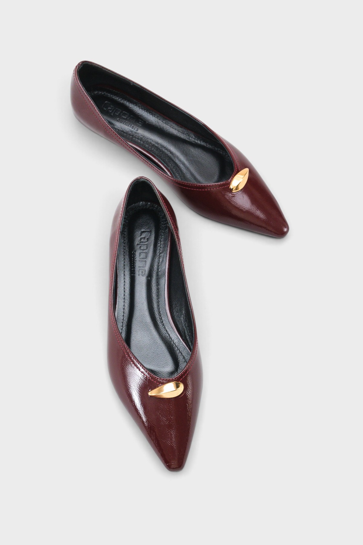 Capone Michelle Genuine Leather Pointed Toe Low Heel Elegant Women Burgundy Shoe