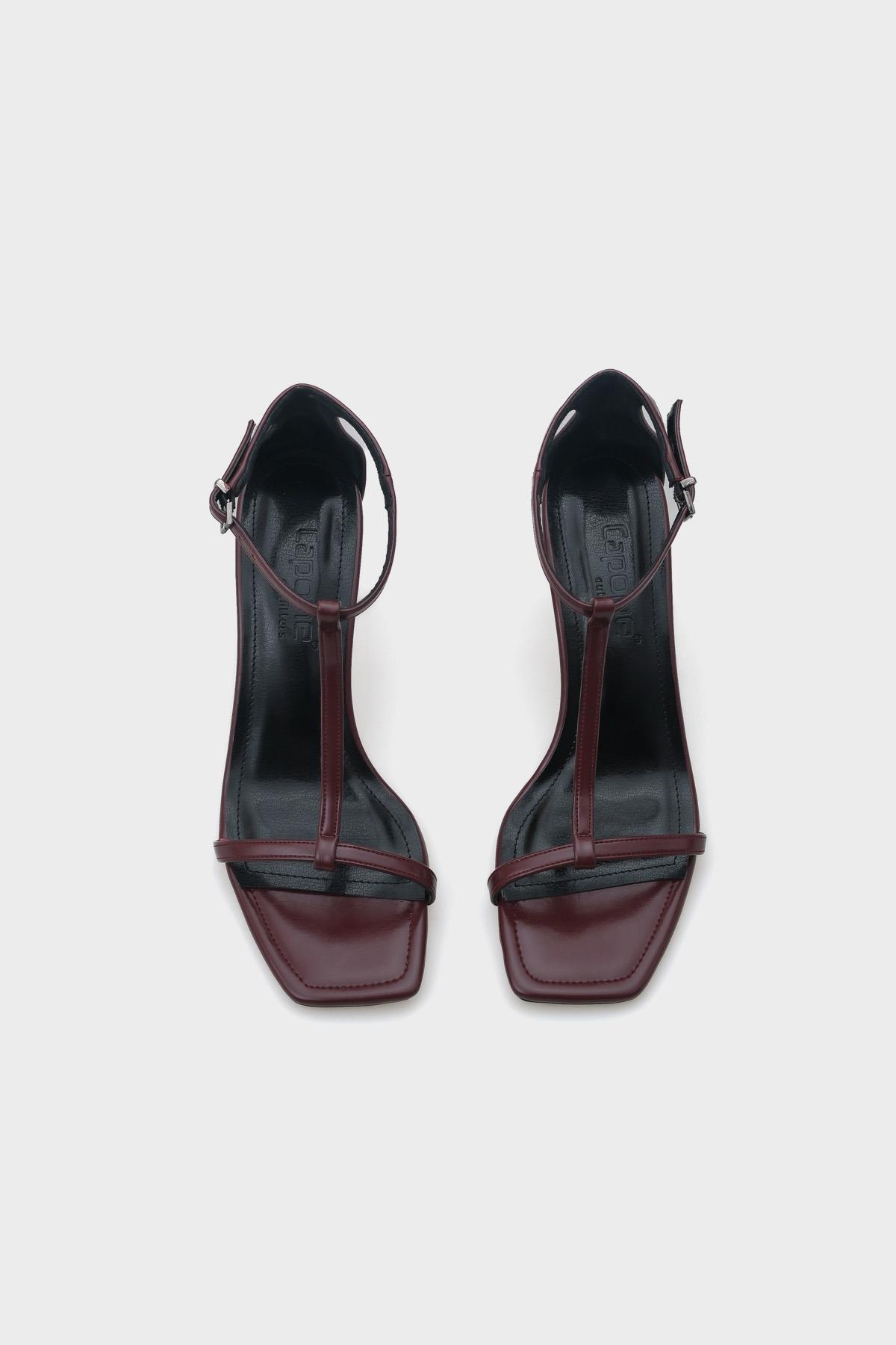 Capone Mid Heel Ankle Strap Women Burgundy Sandals