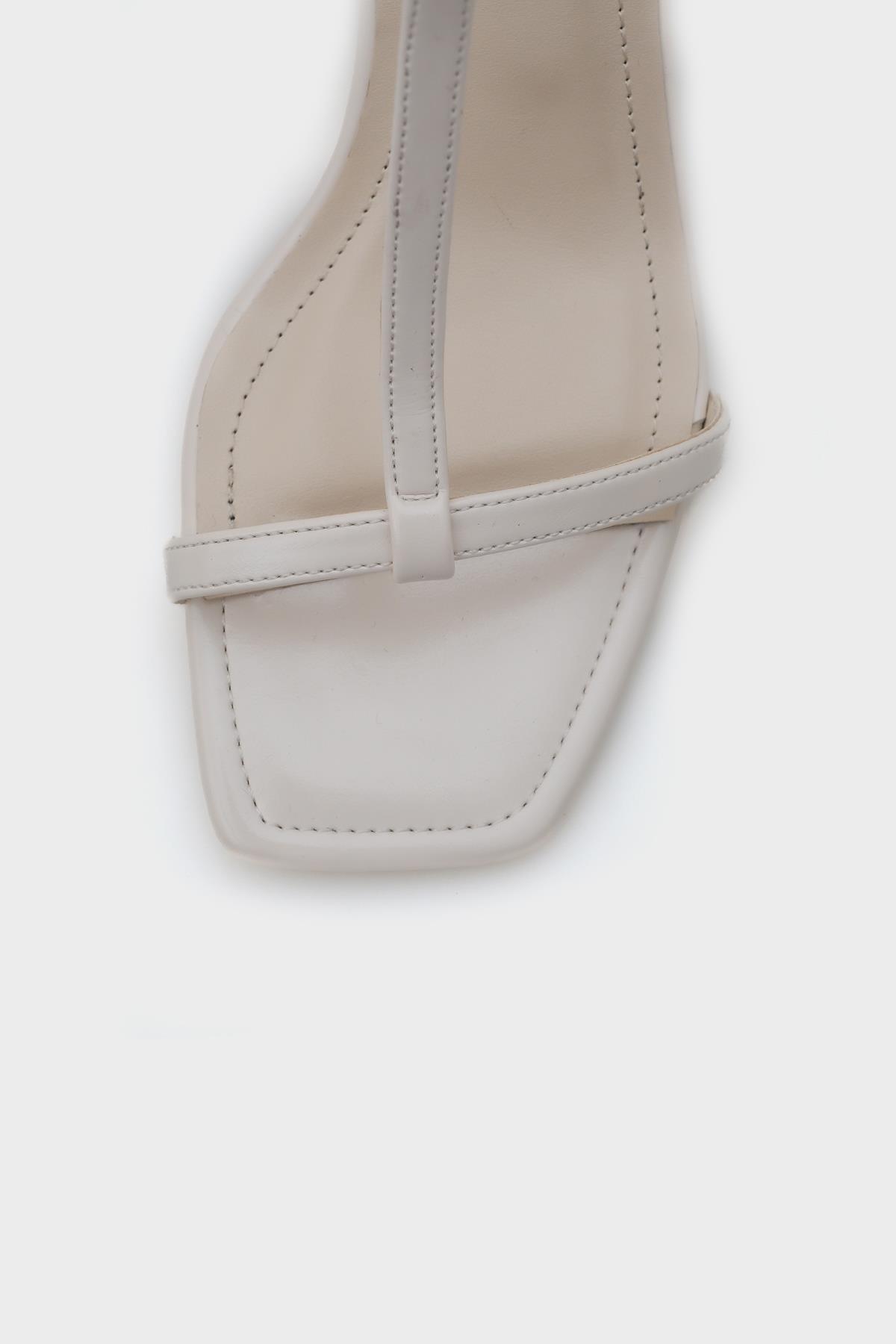 Capone Mid Heel Ankle Strap Women Ecru Sandals