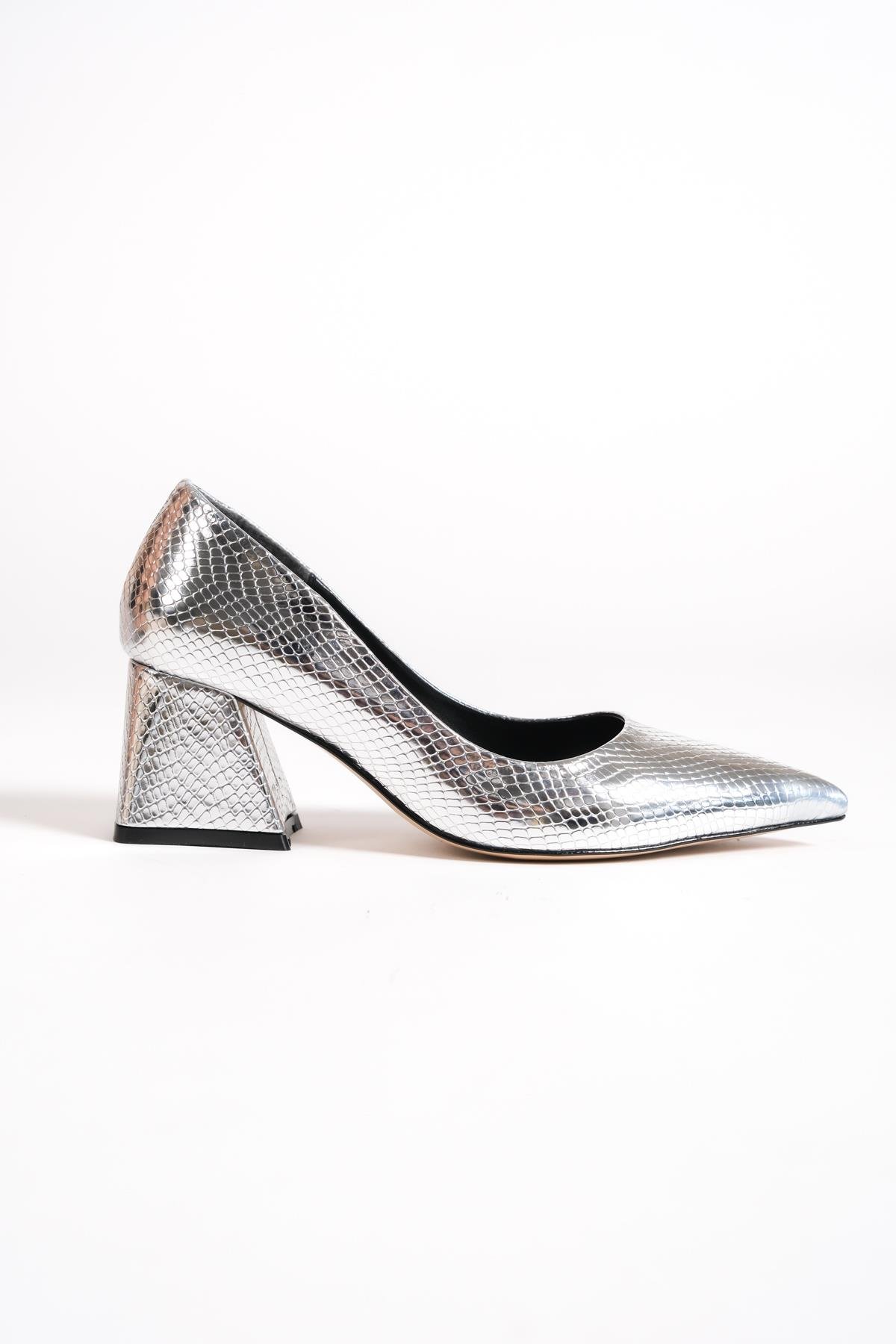 Capone Mid Heel Soft Padded Insole Women Silver Shoes