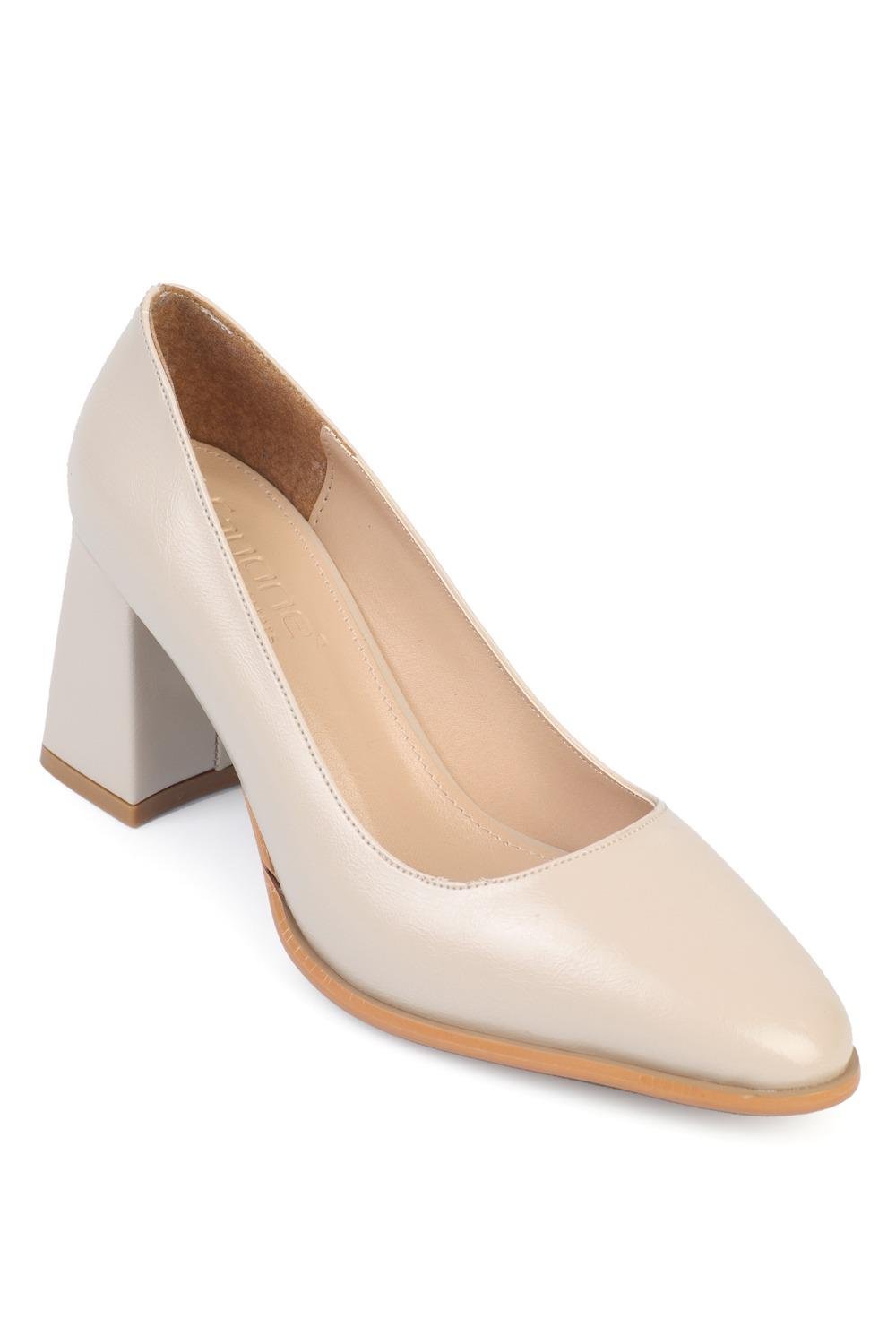 Capone Mid-Heel Women Patent Beige Shoes