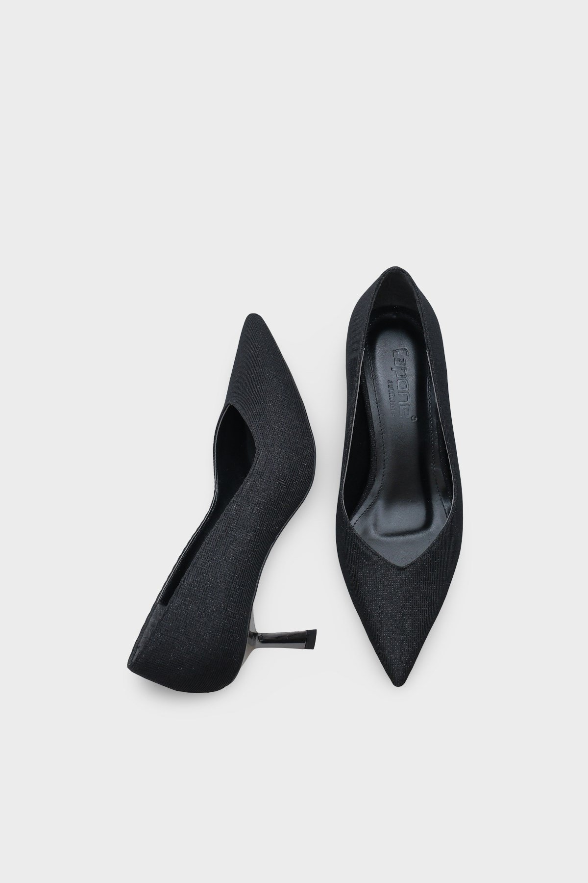 Capone Mid Heeled Metal Heeled Women Black Stiletto