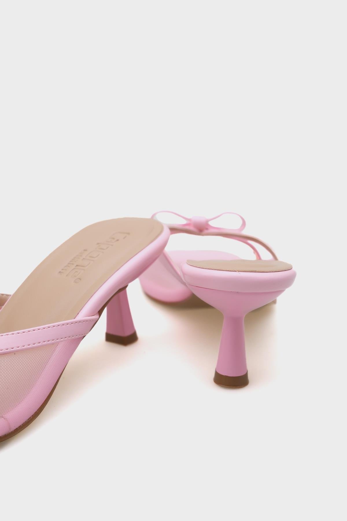 Capone Midge Mid Heel Mesh Bow Women Pink Sandals