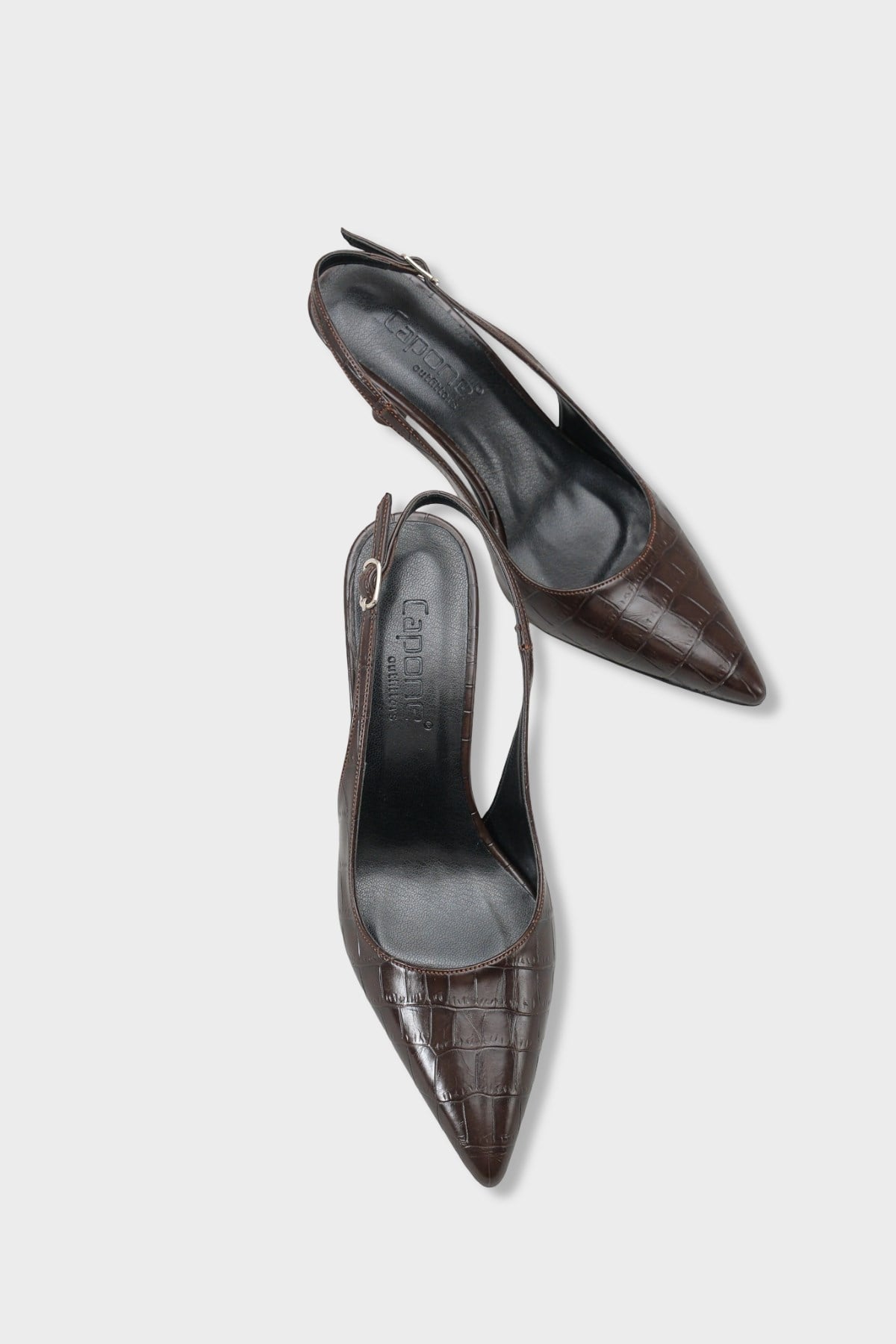 Capone Moina Pointed Toe Mid Heel Slingback Women Brown Shoe