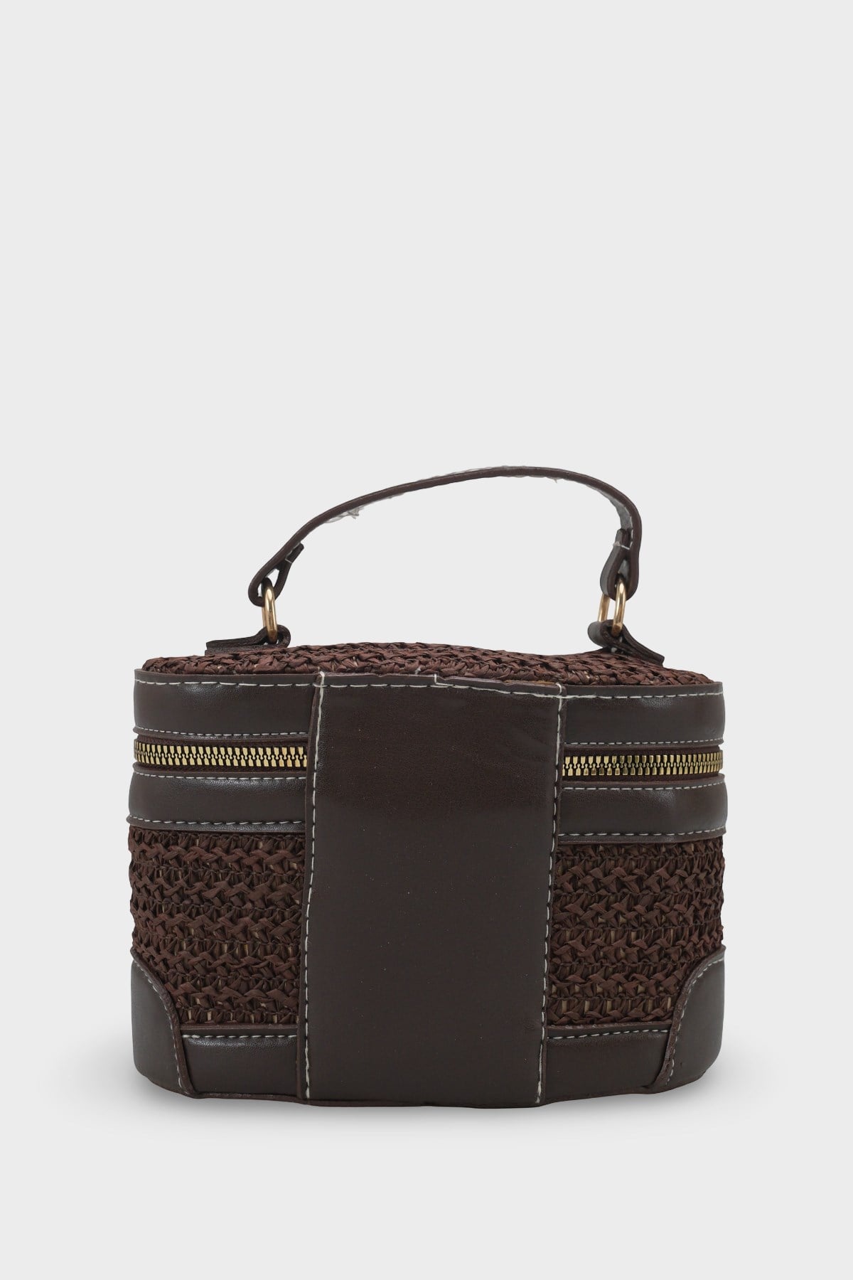 Capone Monte Carlo Raffia Look Box Shape Chain Strap Women Brown Bag