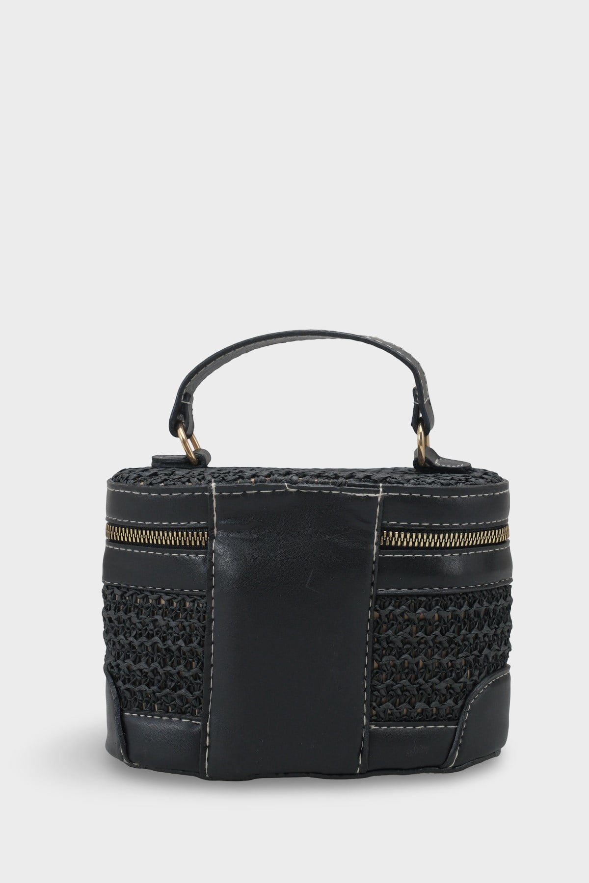 Capone Monte Carlo Raffia Look Box Shape Chain Strap Women Black Bag