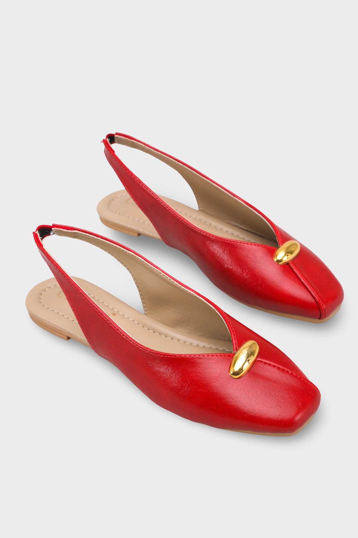 Capone Nicolea Square Toe Metallic Accessory Open Back Ballet Flat