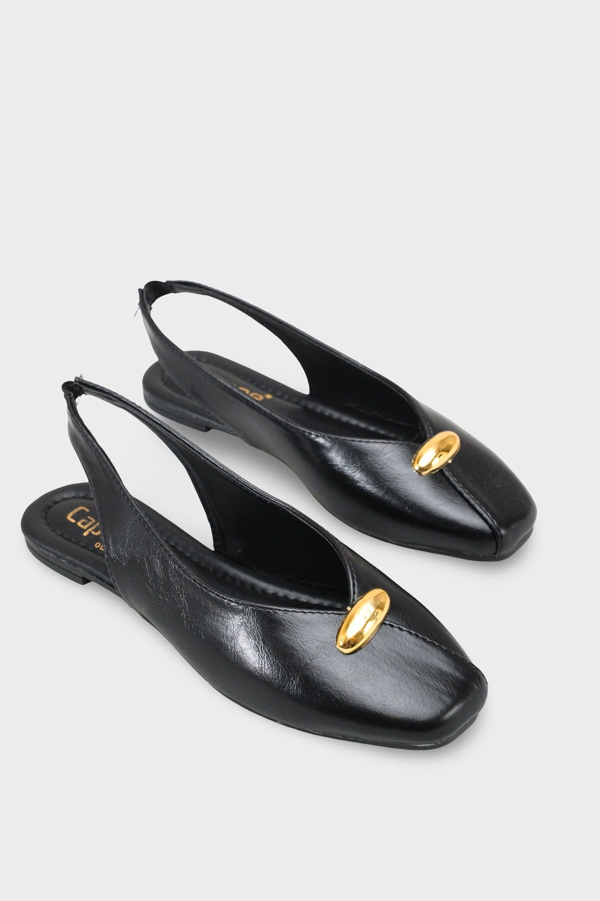 Capone Nicolea Square Toe Metallic Accessory Open Back Ballet Flat