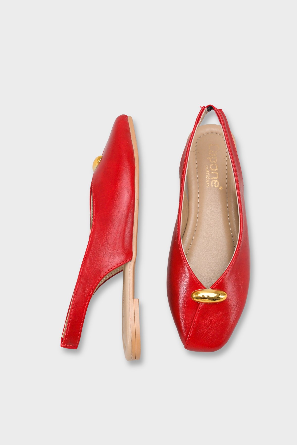Capone Nicolea Square Toe Metallic Accessory Open Back Ballet Flat