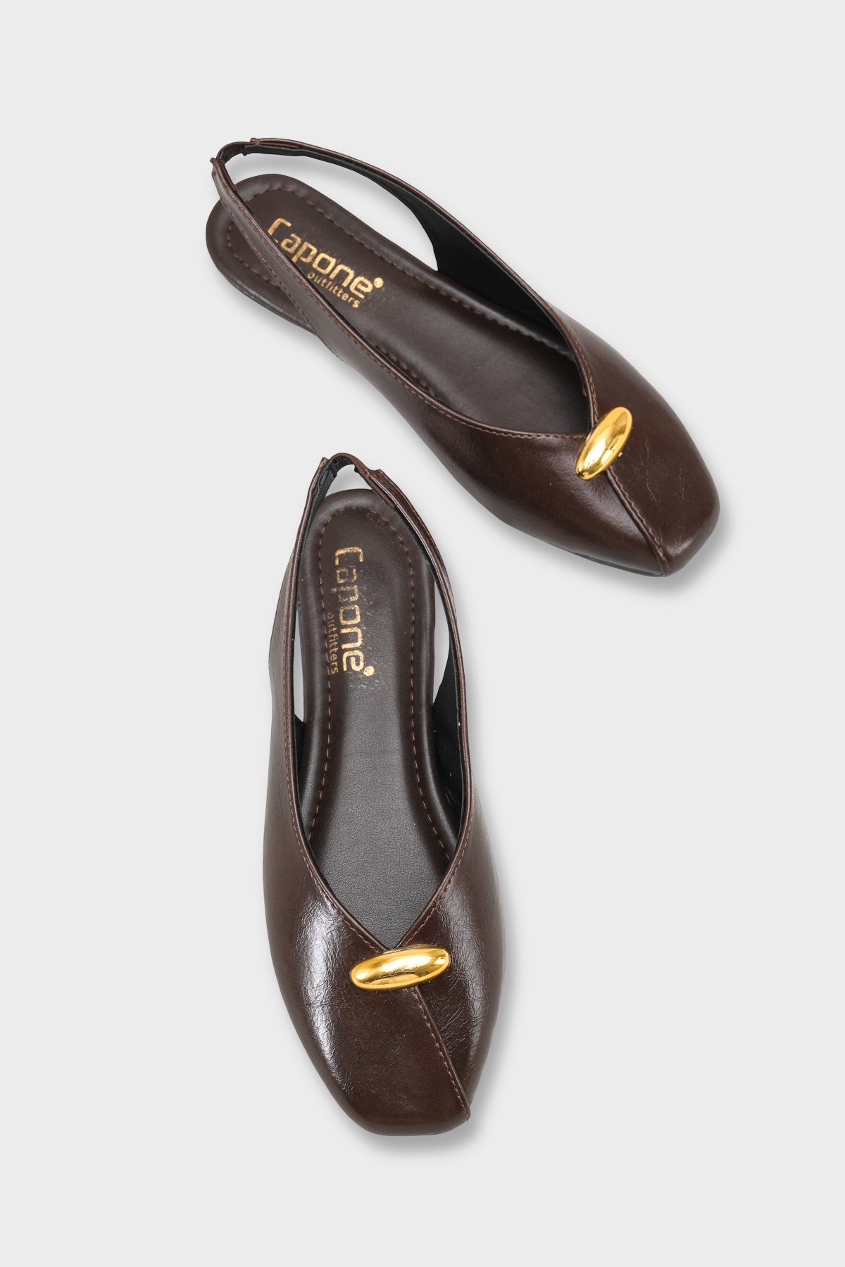 Capone Nicolea Square Toe Metallic Accessory Open Back Ballet Flat