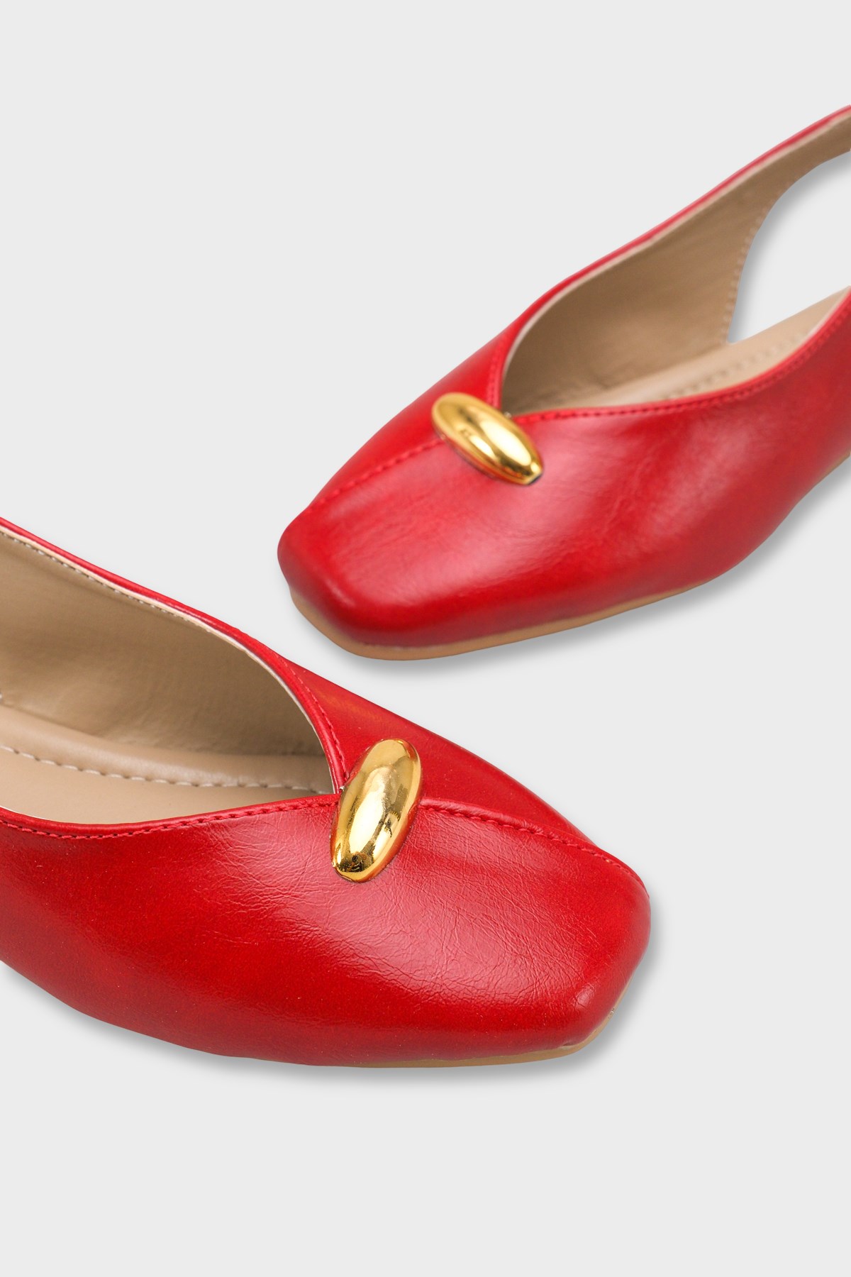 Capone Nicolea Square Toe Metallic Accessory Open Back Ballet Flat