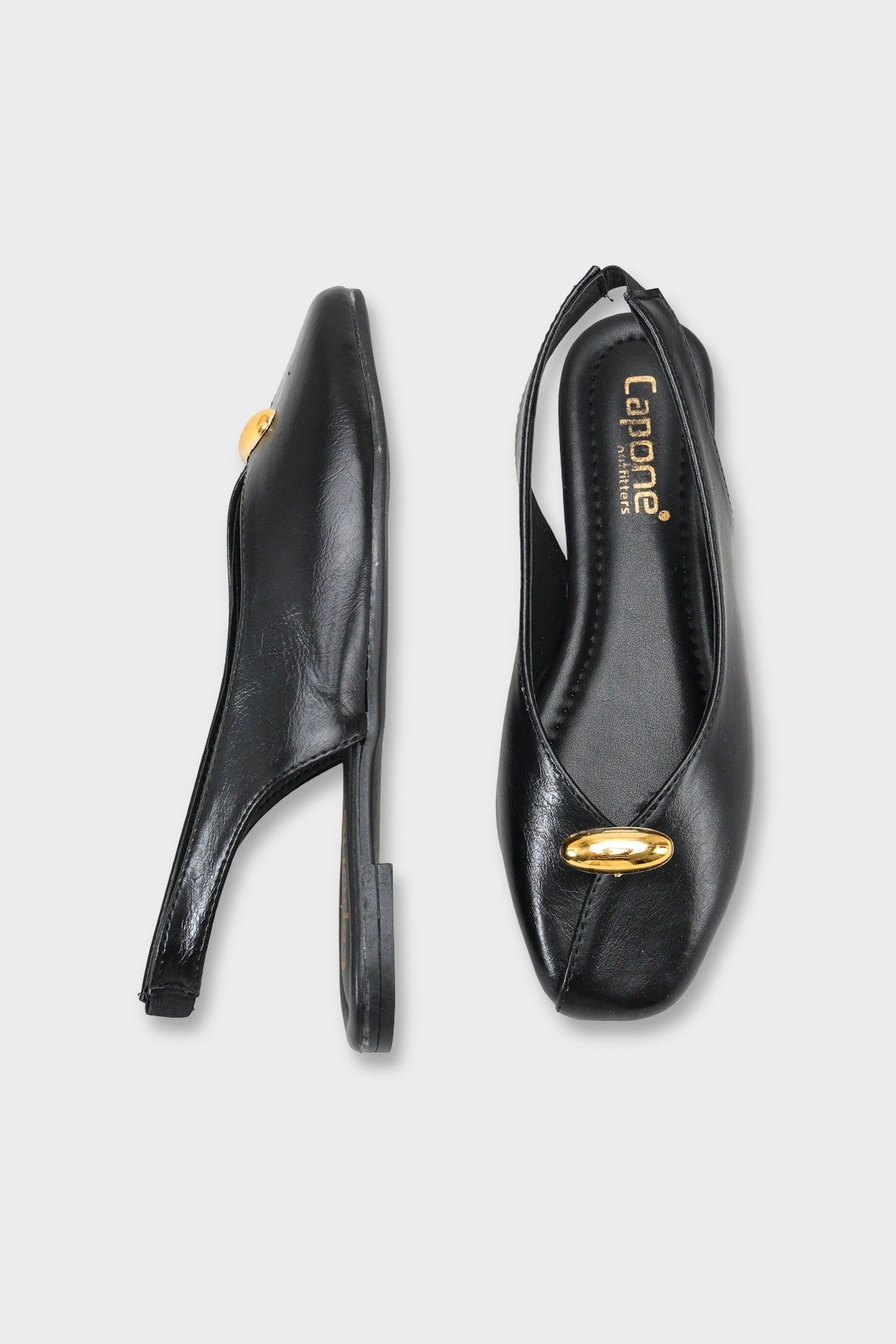 Capone Nicolea Square Toe Metallic Accessory Open Back Ballet Flat
