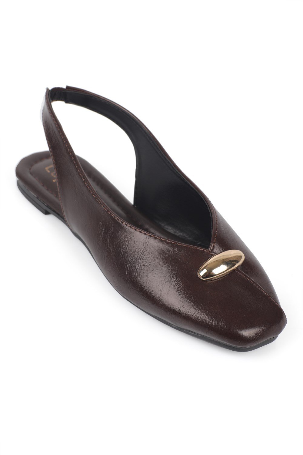 Capone Nicolea Square Toe Metallic Accessory Open Back Ballet Flat