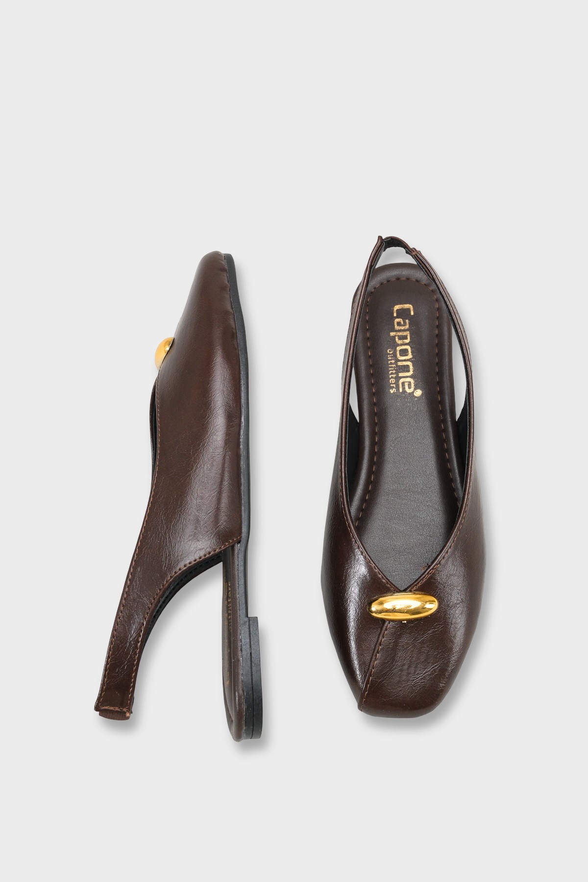 Capone Nicolea Square Toe Metallic Accessory Open Back Ballet Flat
