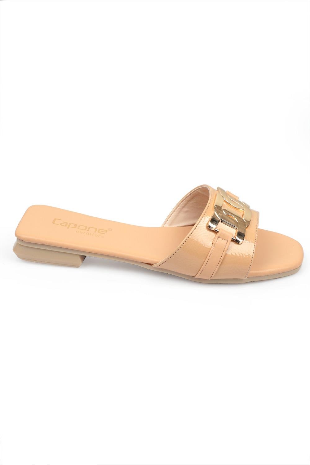 Capone Olimpic Metalic Bouckle Accessory Women Nude Sandals