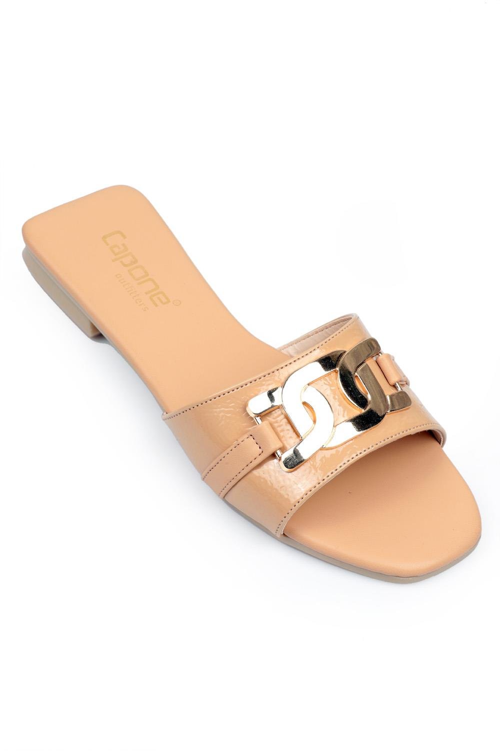 Capone Olimpic Metalic Bouckle Accessory Women Nude Sandals