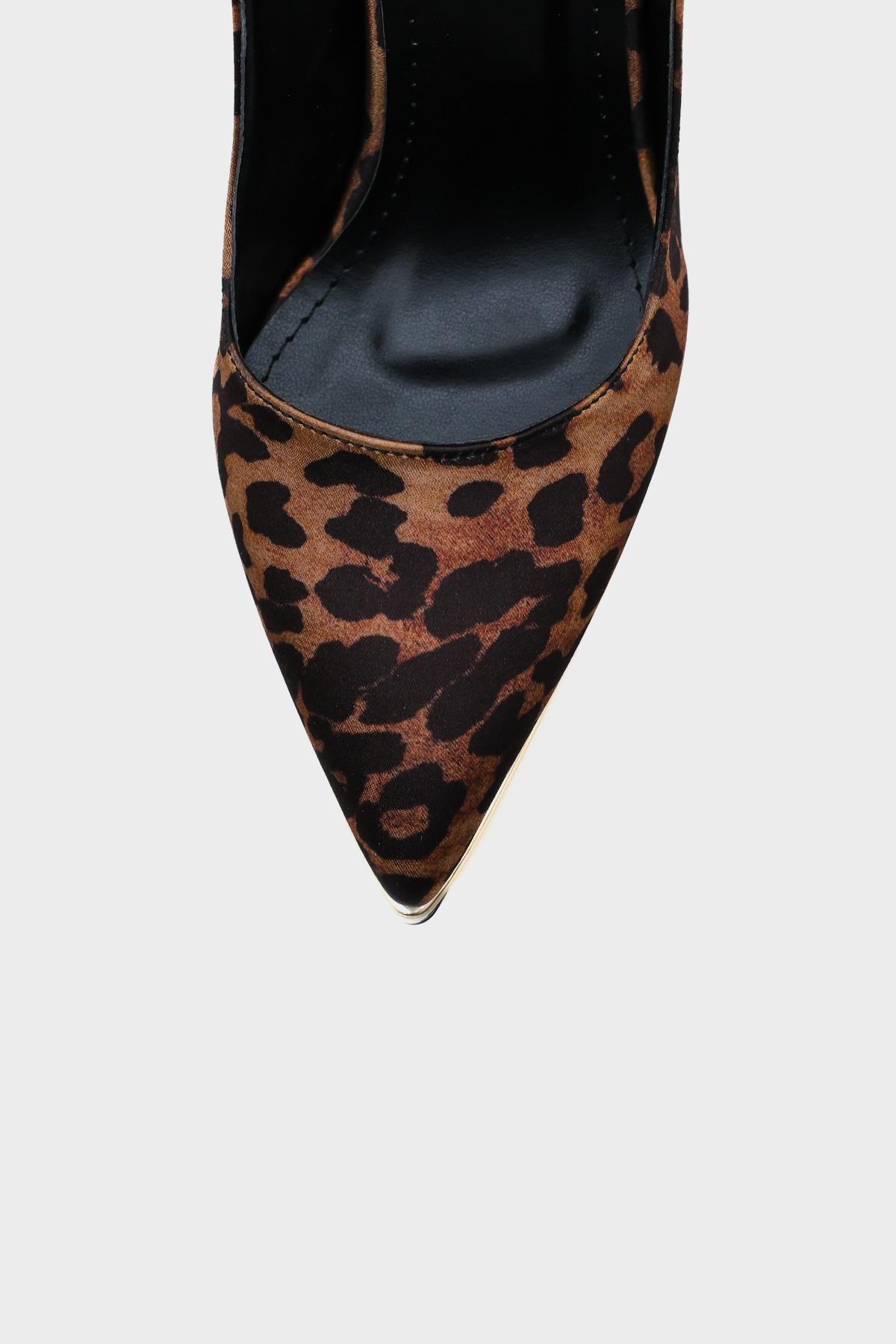Capone Open Back Pointed Toe High Heeled Women Leopard Platform Shoes