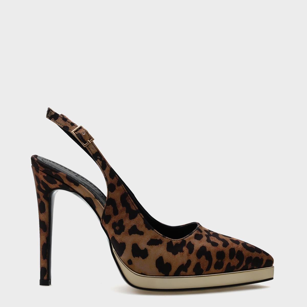 Capone Open Back Pointed Toe High Heeled Women Leopard Platform Shoes