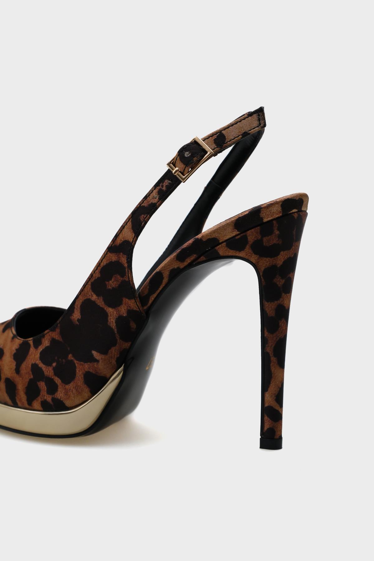 Capone Open Back Pointed Toe High Heeled Women Leopard Platform Shoes
