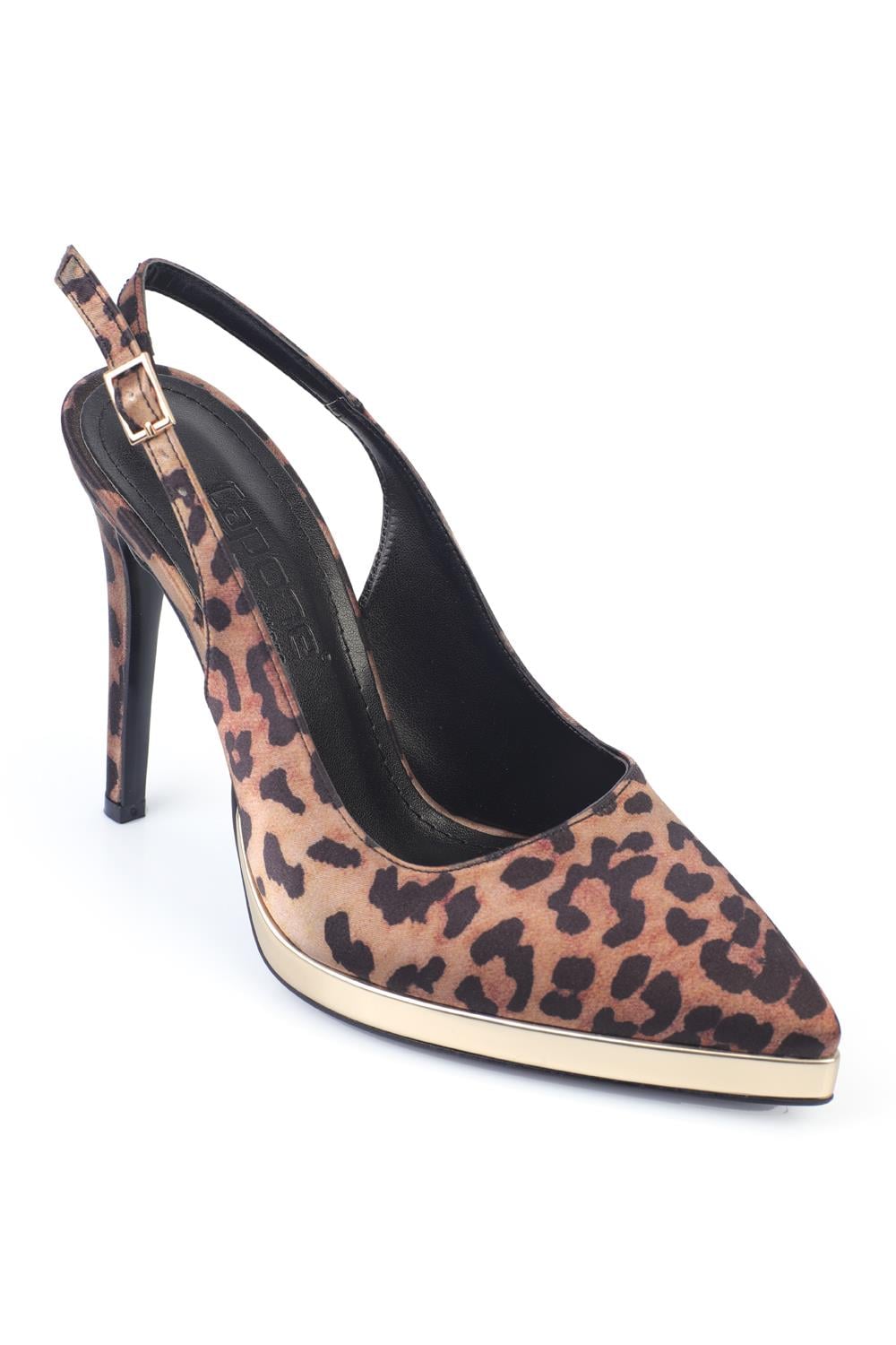 Capone Open Back Pointed Toe High Heeled Women Leopard Platform Shoes
