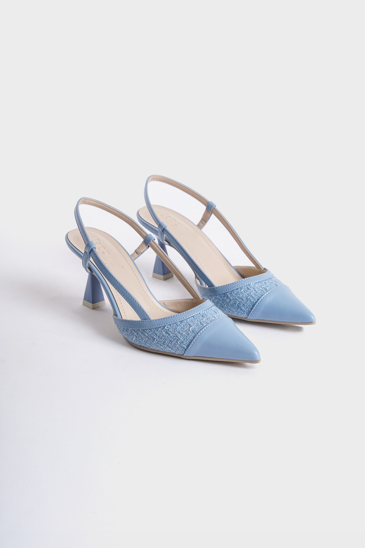Capone Open Back Pointed Toe Mid Heel Women Blue Shoes