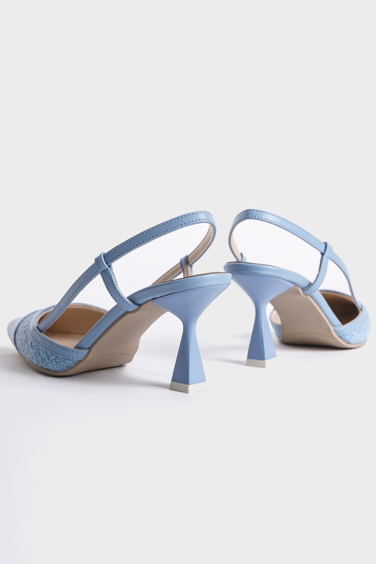 Capone Open Back Pointed Toe Mid Heel Women Blue Shoes