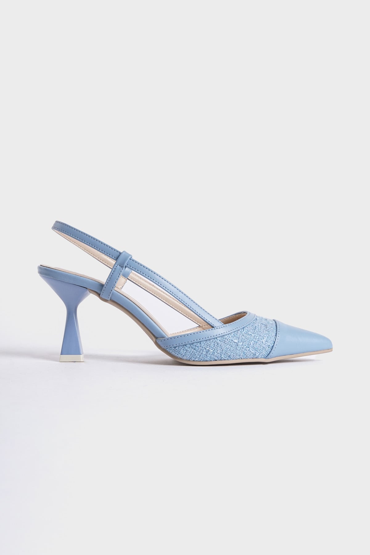 Capone Open Back Pointed Toe Mid Heel Women Blue Shoes