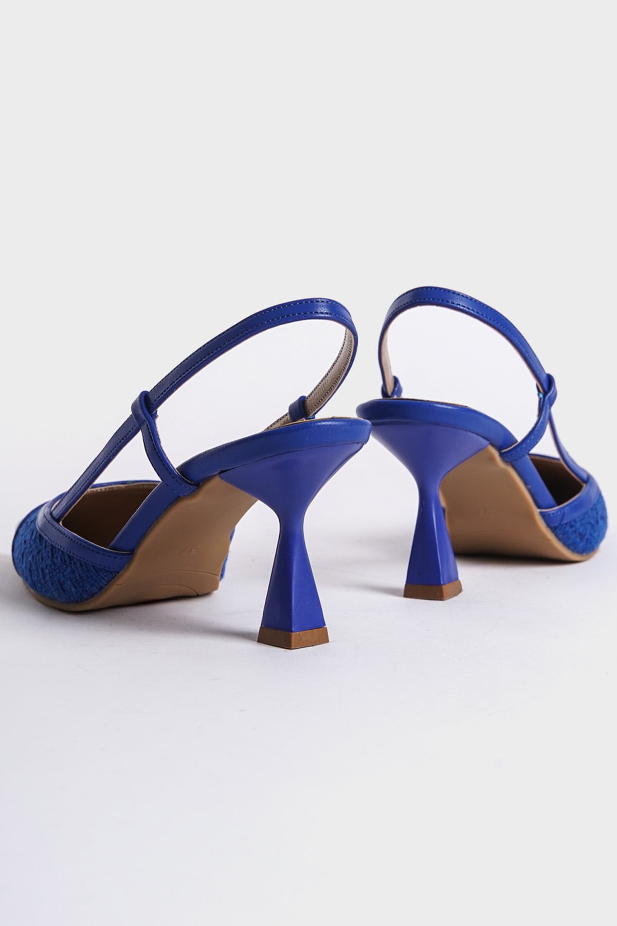 Capone Open Back Pointed Toe Mid Heel Women Royal Blue Shoes
