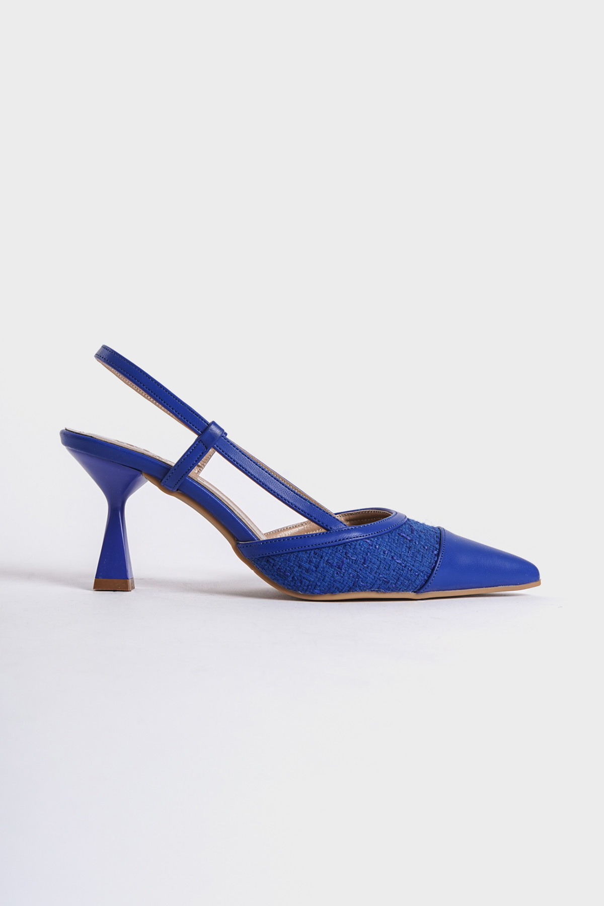 Capone Open Back Pointed Toe Mid Heel Women Royal Blue Shoes