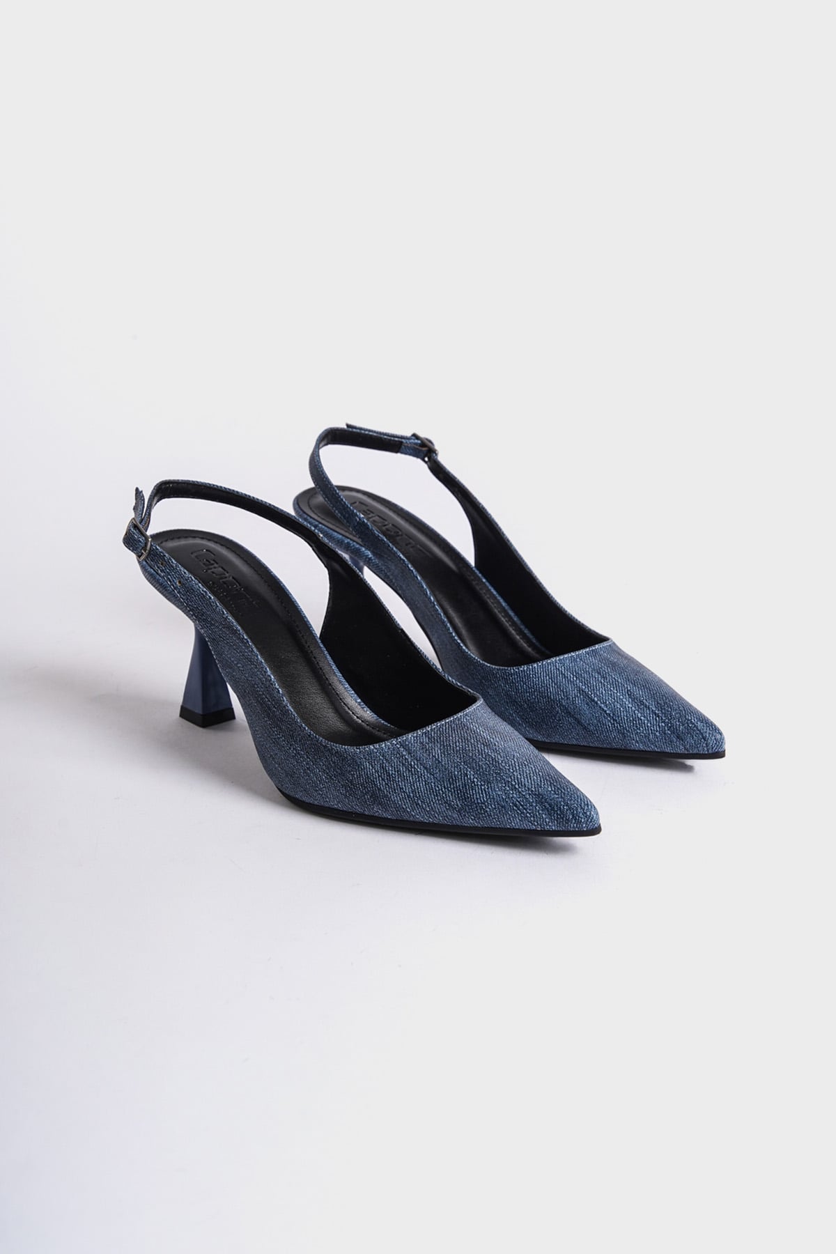 Capone Open Back Pointed Toe Mid Heeled Women Blue Shoes