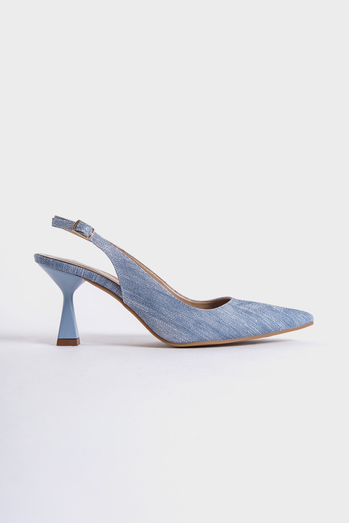 Capone Open Back Pointed Toe Mid Heeled Women Blue Shoes