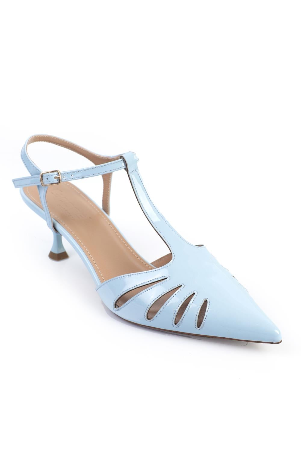 Capone Outfitters 2132 Women Patent Baby Blue Heeled