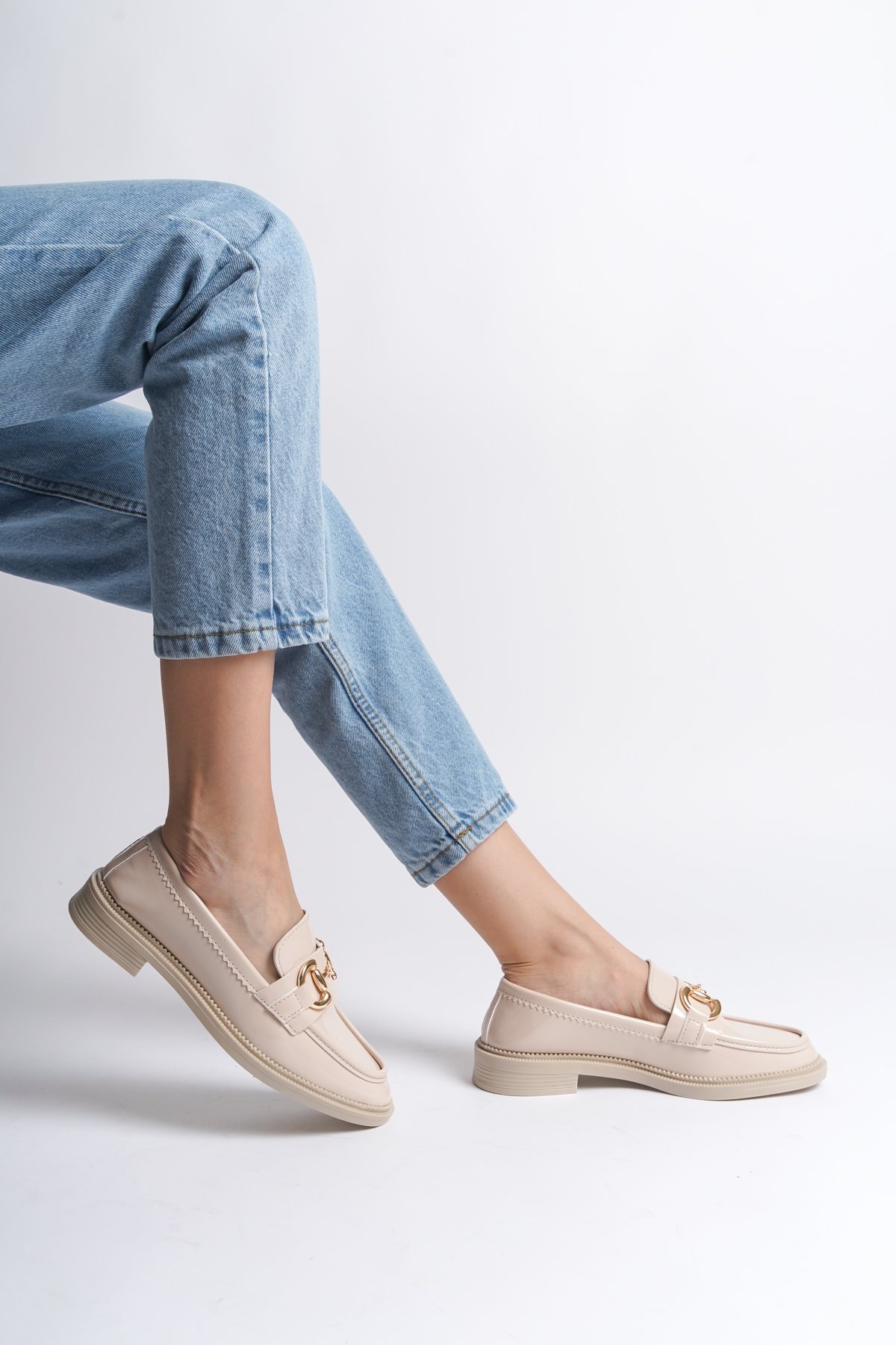 Capone Outfitters 243 Women Patent Beige Loafer