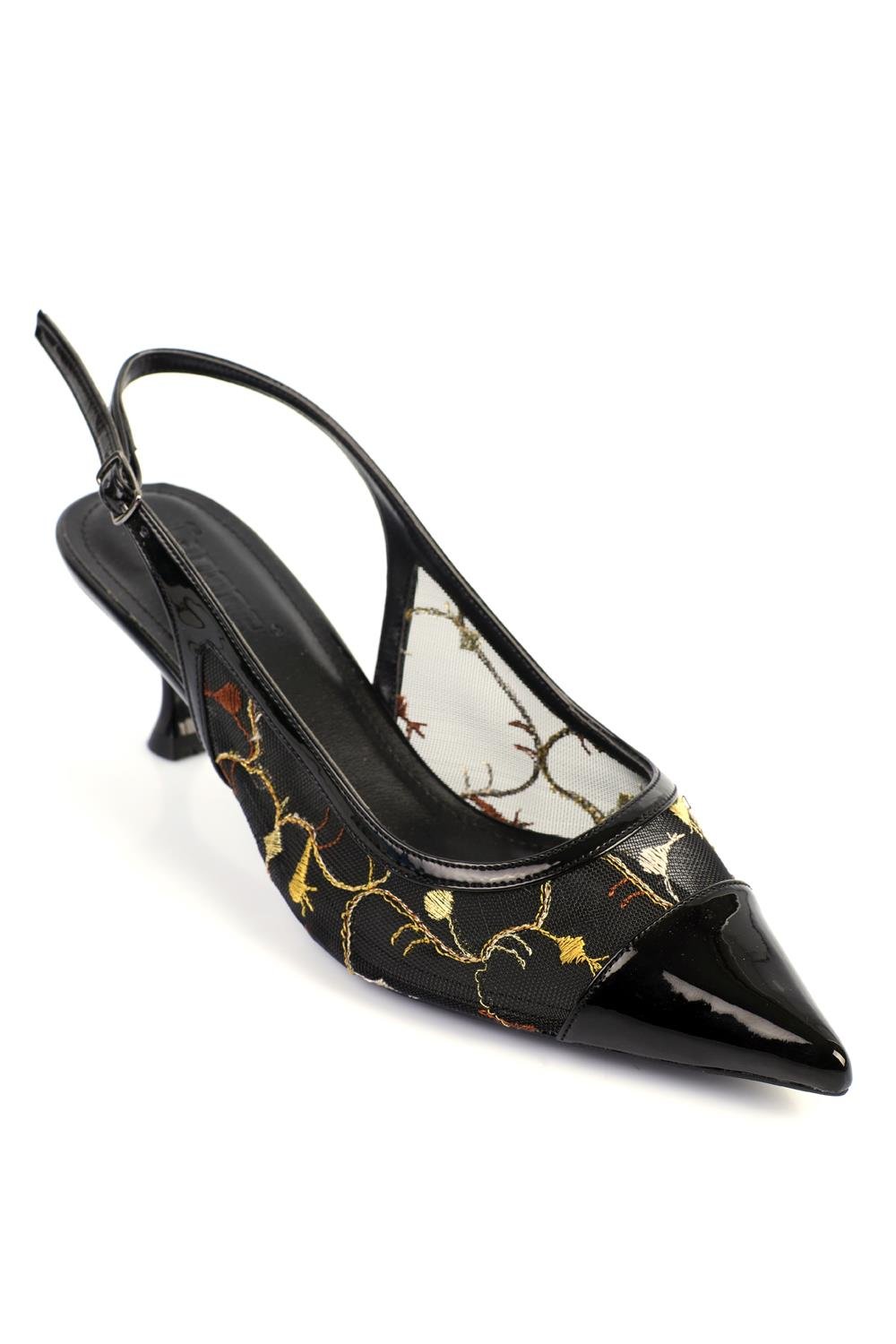 Capone Outfitters 2615 Women Black Gold Heeled