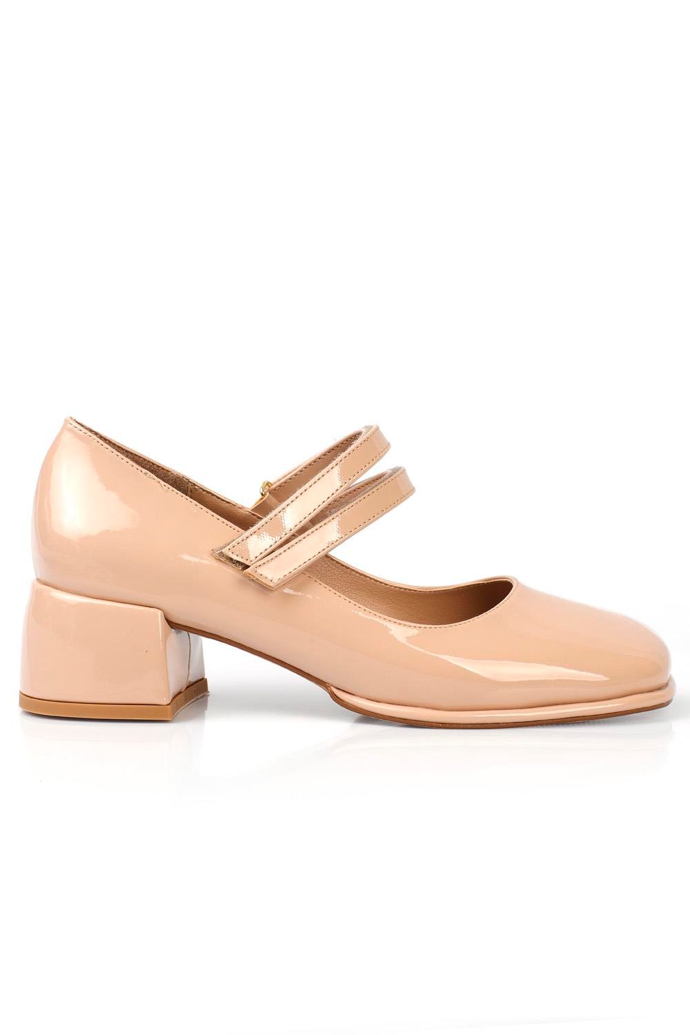 Capone Outfitters 727 Women Patent Ecru Heeled