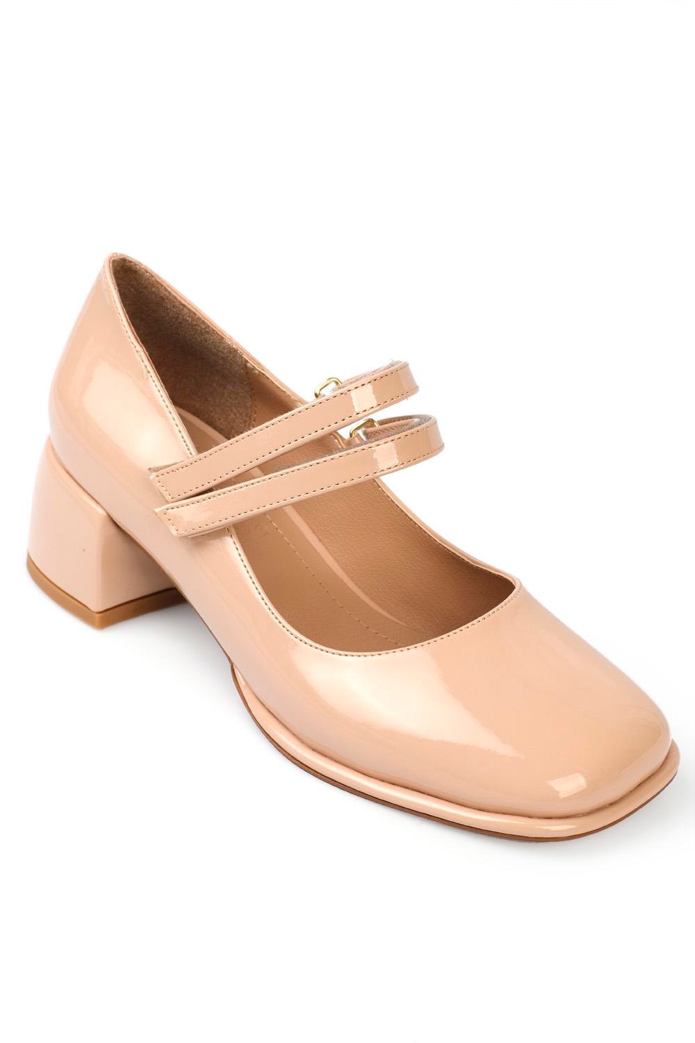 Capone Outfitters 727 Women Patent Ecru Heeled