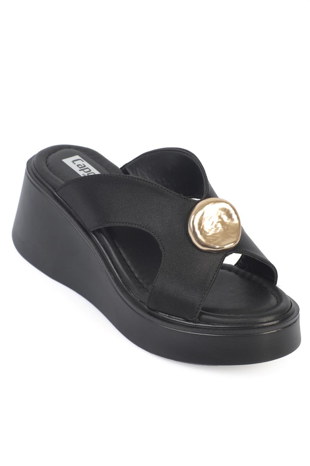 Capone Outfitters DL54 Women Satin Black Sandal